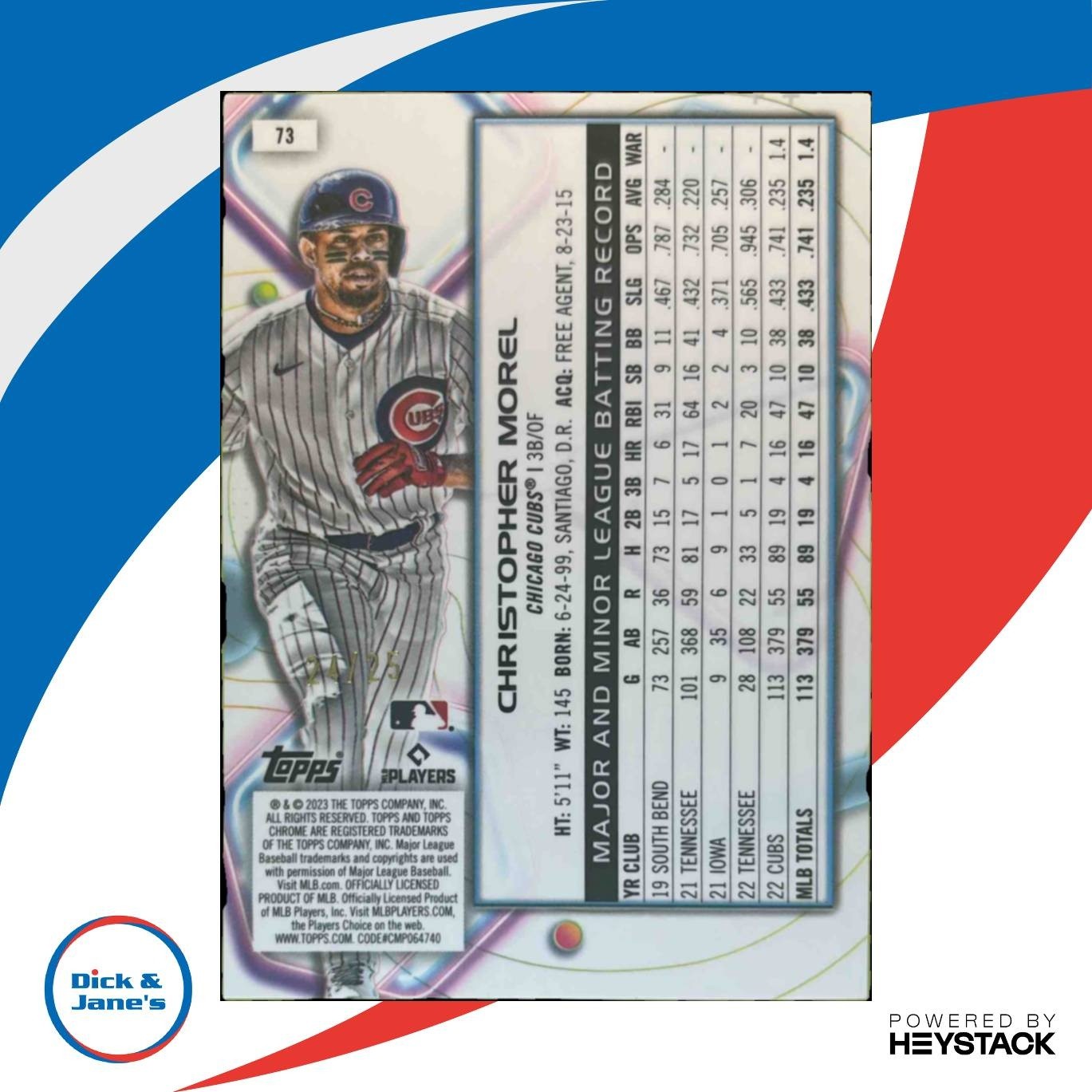 2023 Topps Cosmic Chrome Christopher Morel Orange /25 #73 RC Chicago Cubs - Sports Cards