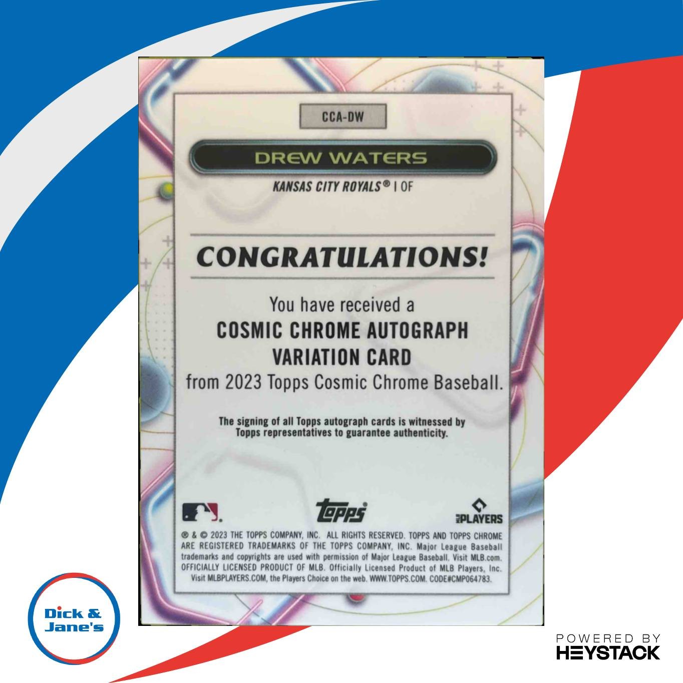 2023 Topps Cosmic Chrome Drew Waters Auto #CCA-DW RC Kansas City Royals - Sports Cards