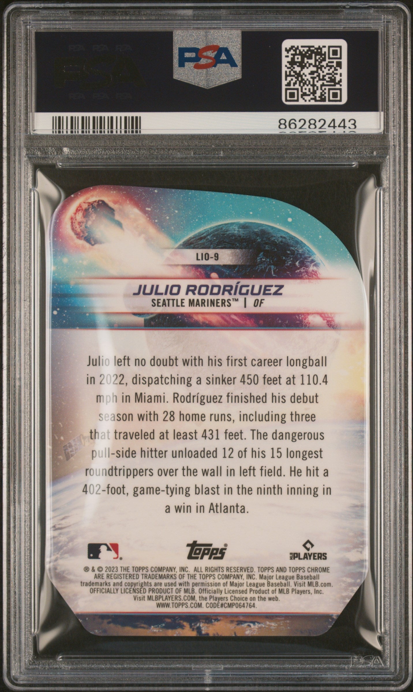 2023 Topps Cosmic Chrome Launched Into Orbit Julio Rodriguez #9 PSA 10 GEM MINT - Graded Sports Cards