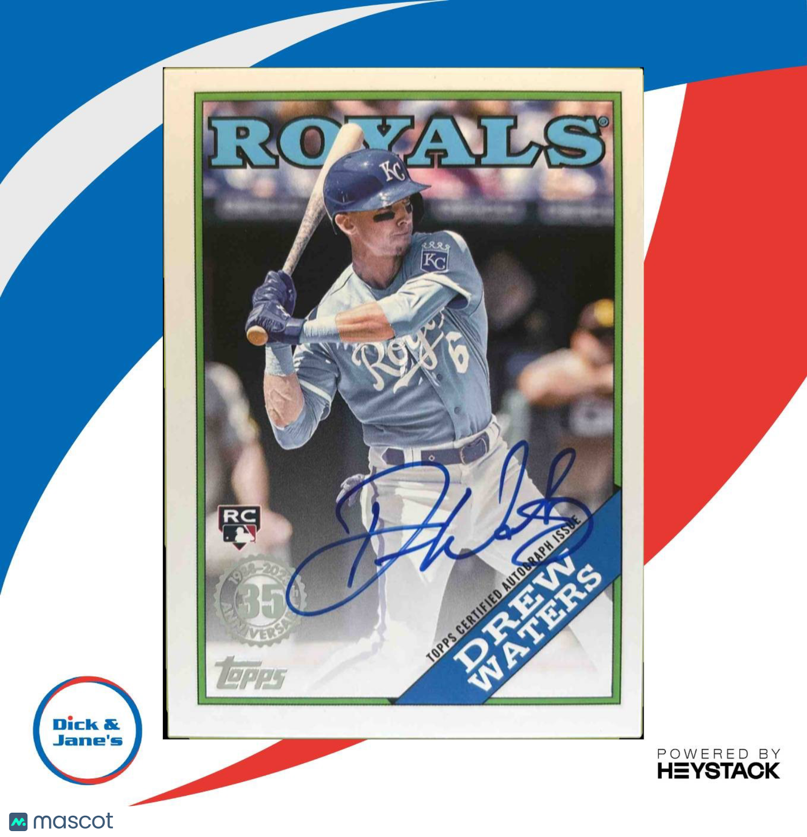 2023 Topps Drew Waters 1988 35th Anniversary Auto 88BA-WAT RC Kansas City Royals - Sports Cards