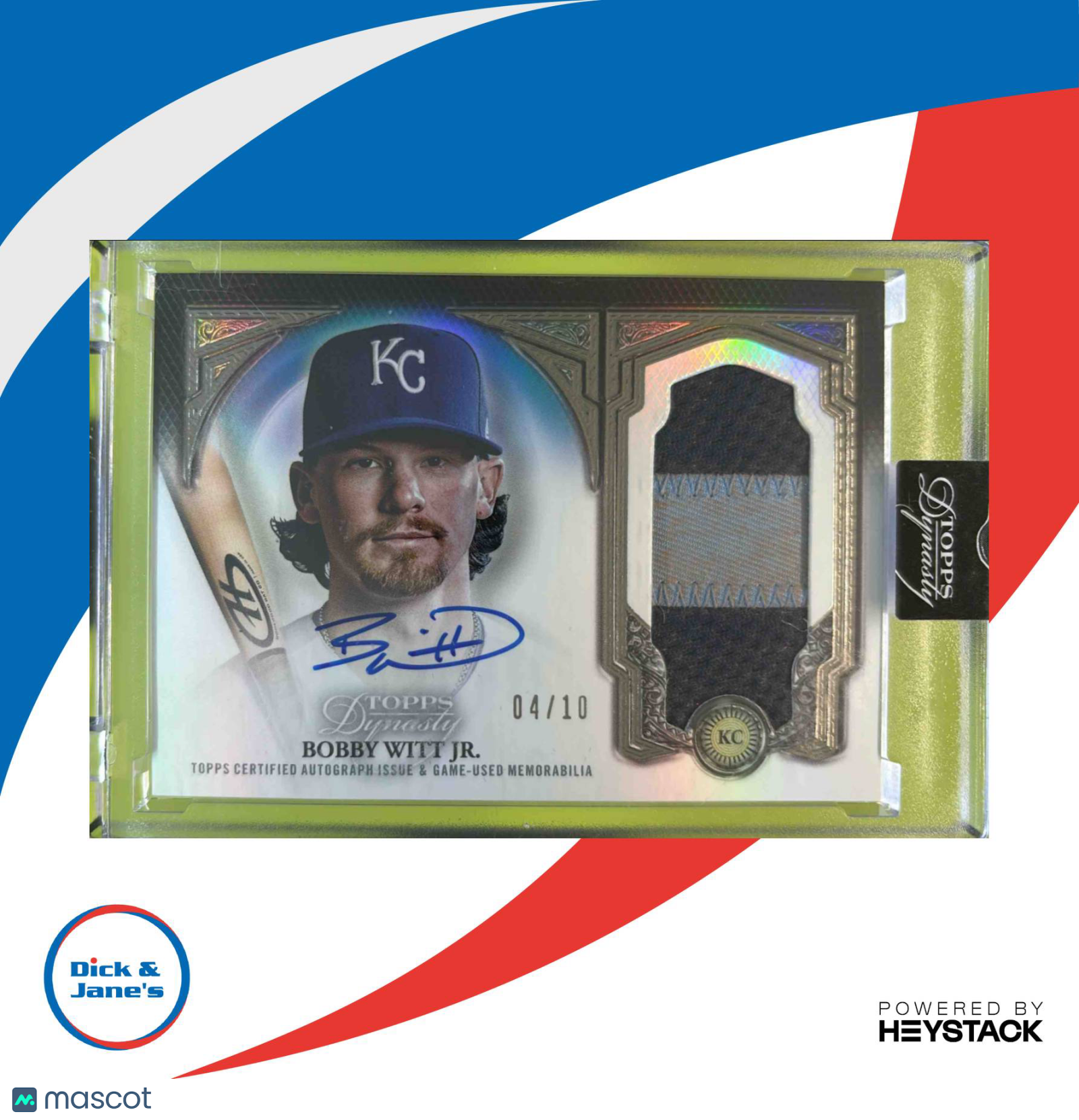 2023 Topps Dynasty Bobby Witt Jr. Auto Patch 4/10 #DAP BW4 Kansas City Royals Sports Cards