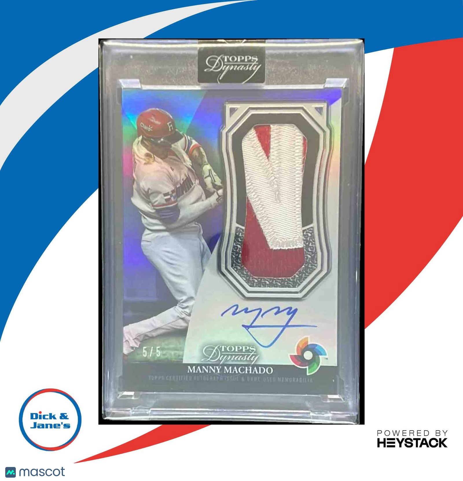 2023 Topps Dynasty Manny Machado World Baseball Classic Auto Patch Silver # 5/5 - Sports Cards