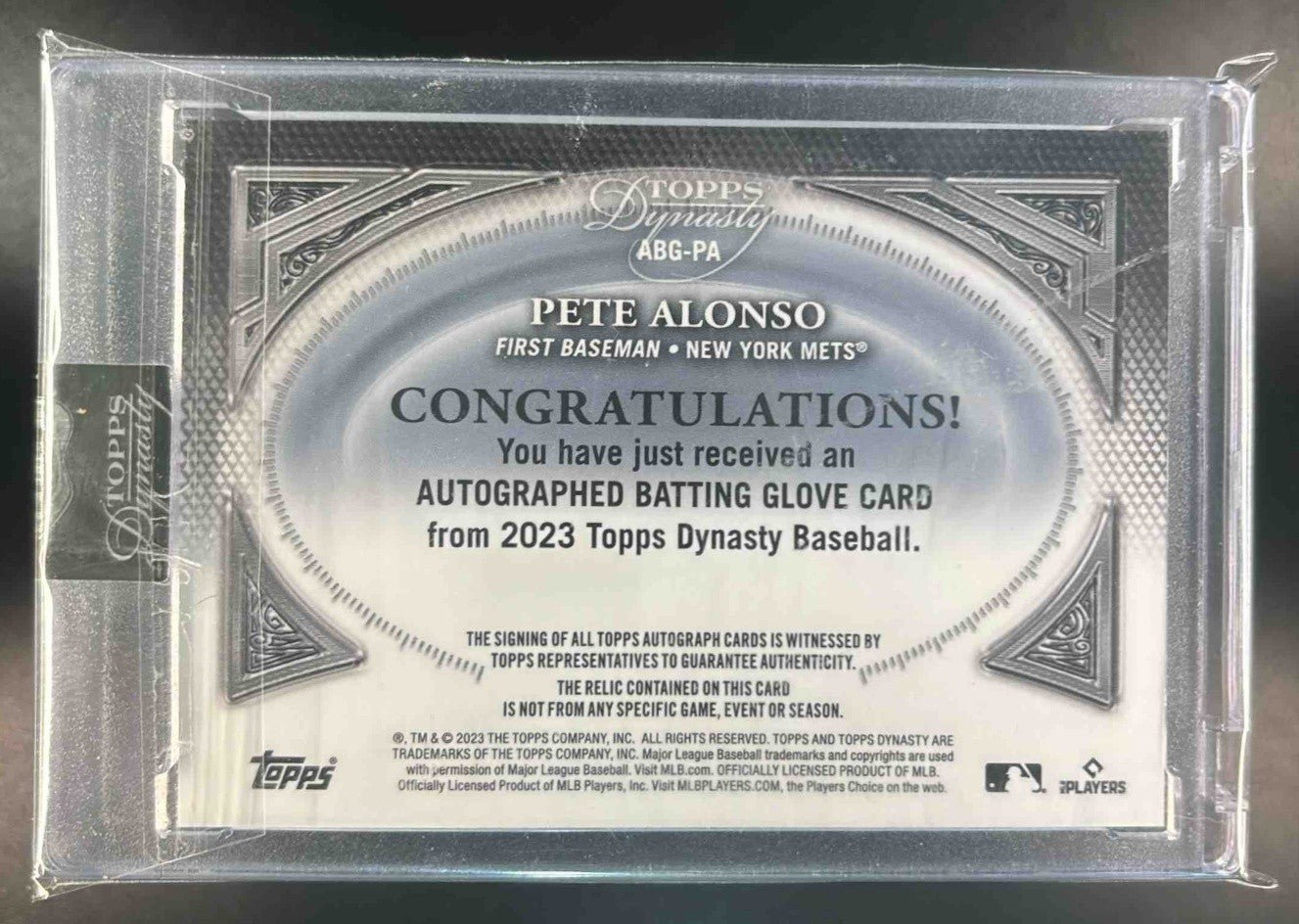 2023 Topps Dynasty Pete Alonso Auto Used Batting Glove 2/5 DAPB-PA New York Mets - Sports Cards