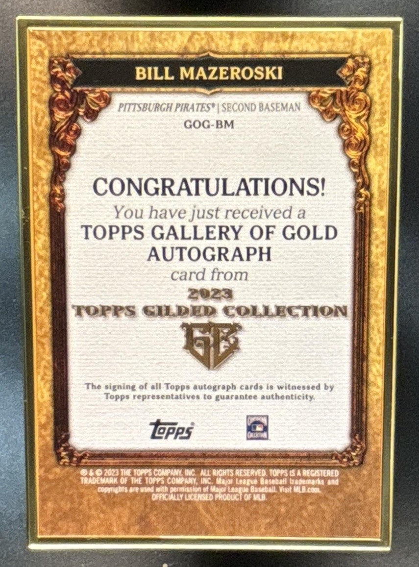 2023 Topps Gilded Collection Bill Mazeroski Gallery of Gold Auto /25 Pirates - Sports Cards