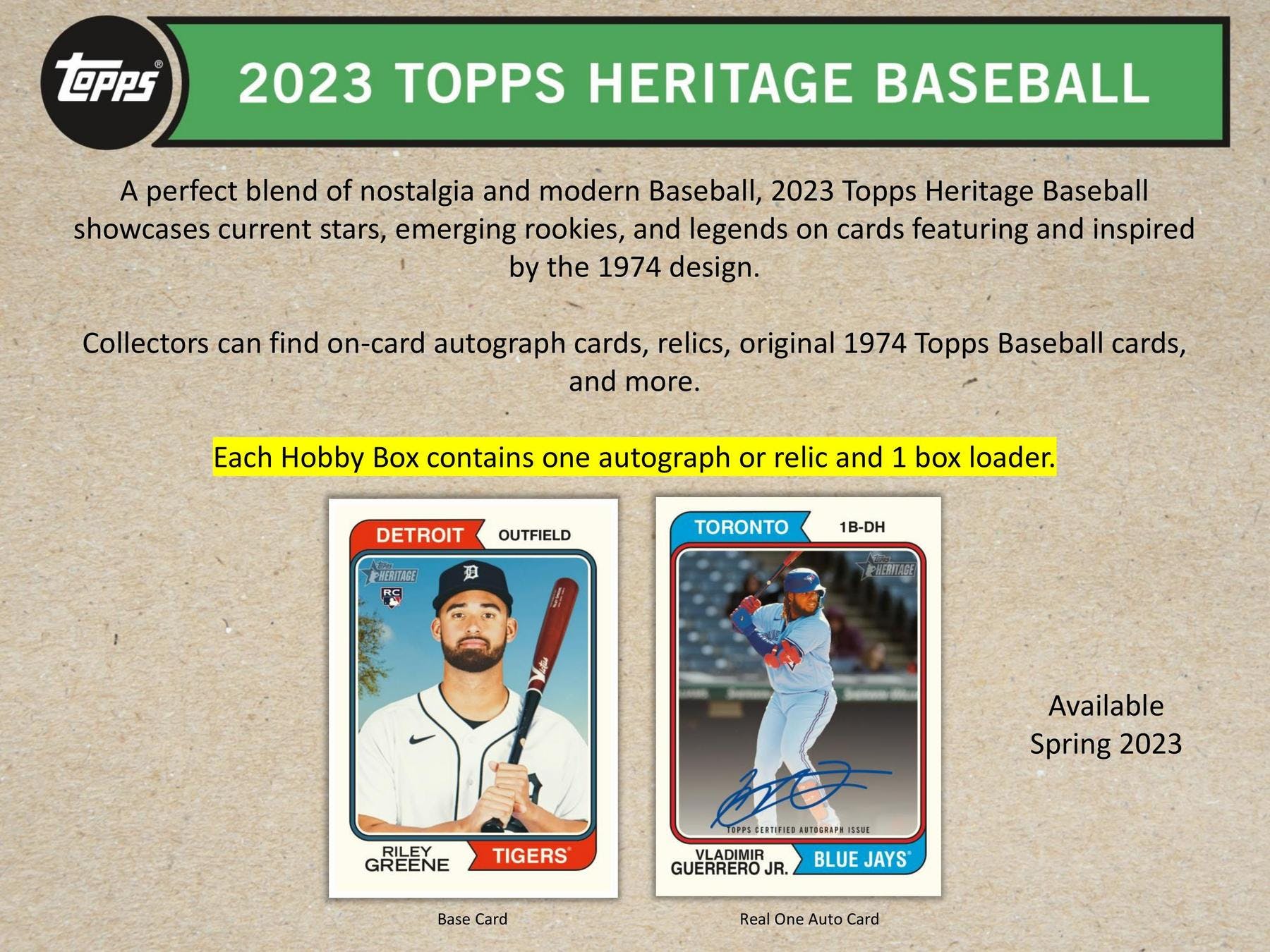 2023 Topps Heritage Baseball Hobby Pack or Pack Lots (9 Cards/Pack) - MLB Hobby Box