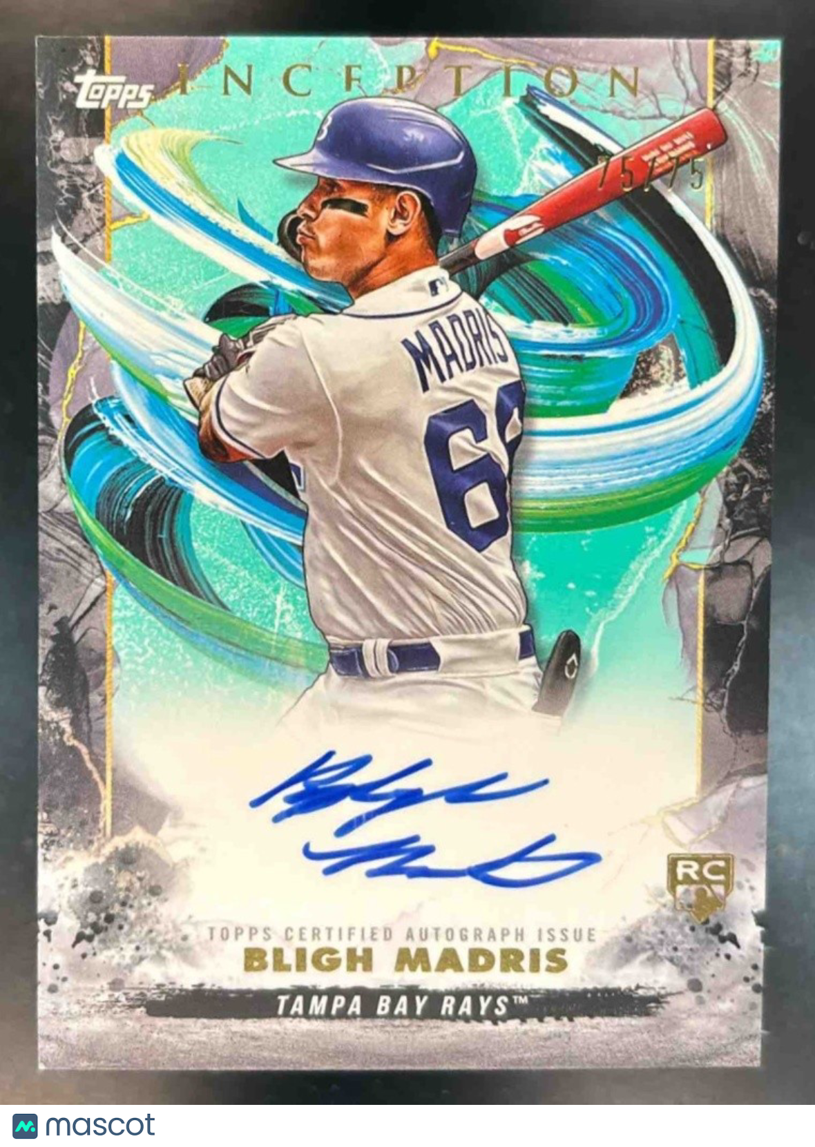 2023 Topps Inception Bligh Madris Rookie & Emerging Star Auto Aqua 75/75 RC Rays - Sports Cards