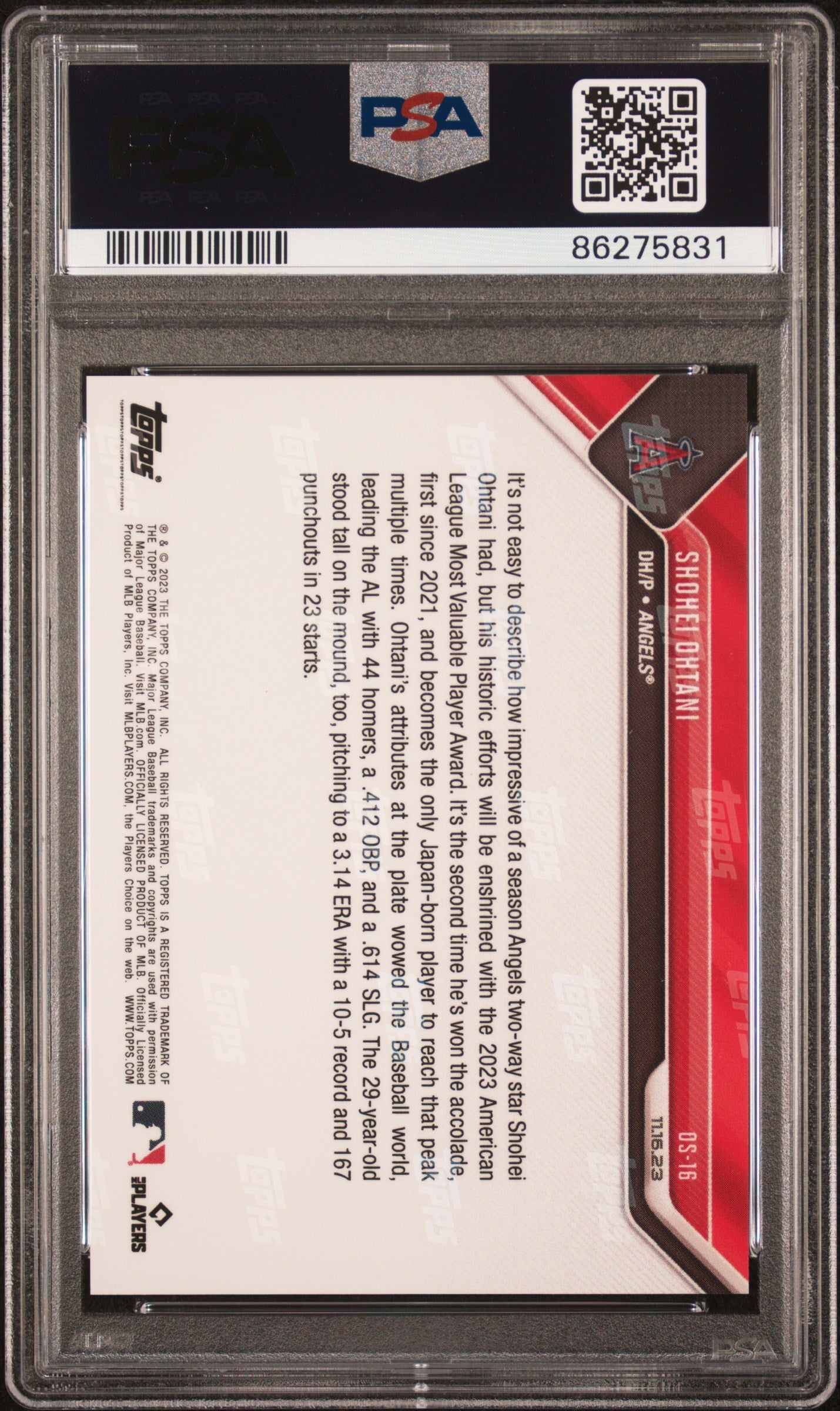 2023 Topps Now Offseason Shohei Ohtani #OS16 PSA 10 Anaheim Angels - Graded Sports Cards