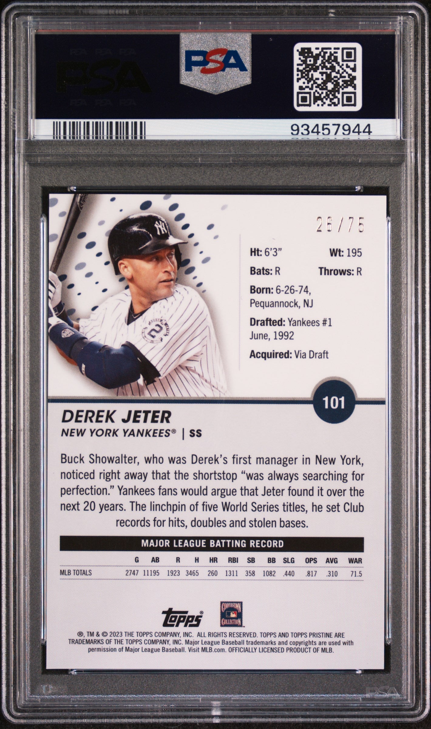 2023 Topps Pristine Derek Jeter Blue #101 PSA 10 - Graded Sports Cards