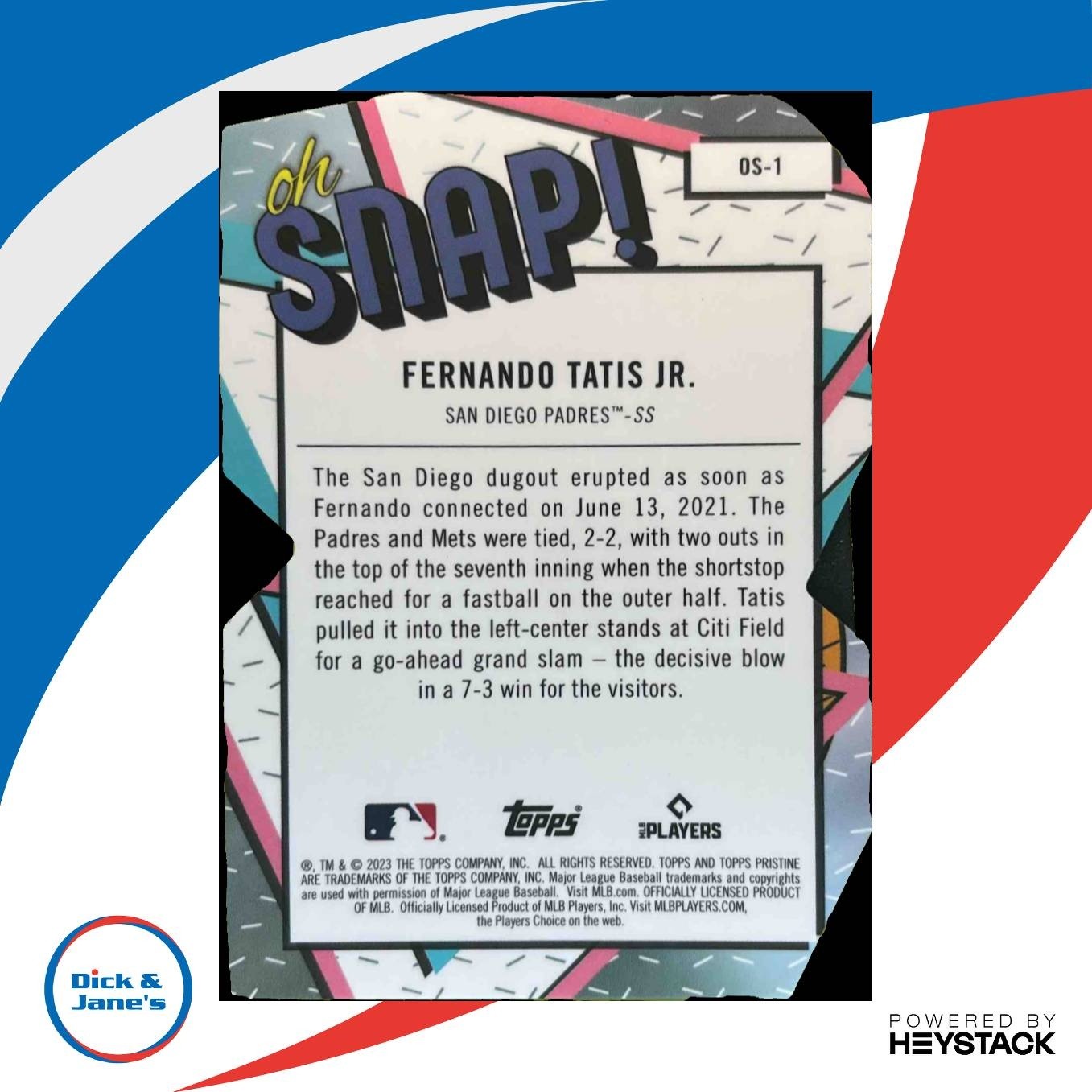 2023 Topps Pristine Fernando Tatis Jr. Oh Snap! #OS-1 San Diego Padres - Sports Cards