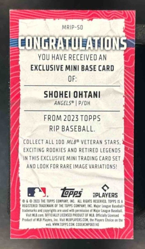 2023 Topps Rip Shohei Ohtani Mini Black /50 Los Angeles Angels - Sports Cards