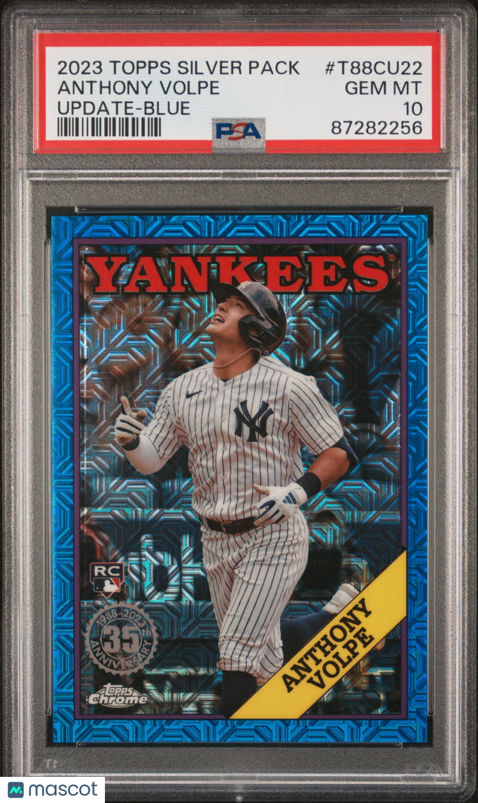 2023 Topps Silver Pack Chrome Anthony Volpe Update Blue Refractor PSA 10 /`150 - Graded Sports Cards