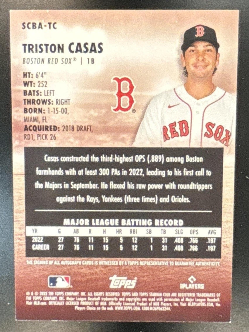 2023 Topps Stadium Club Triston Casas Auto #SCBA-TC RC Boston Red Sox - Sports Cards