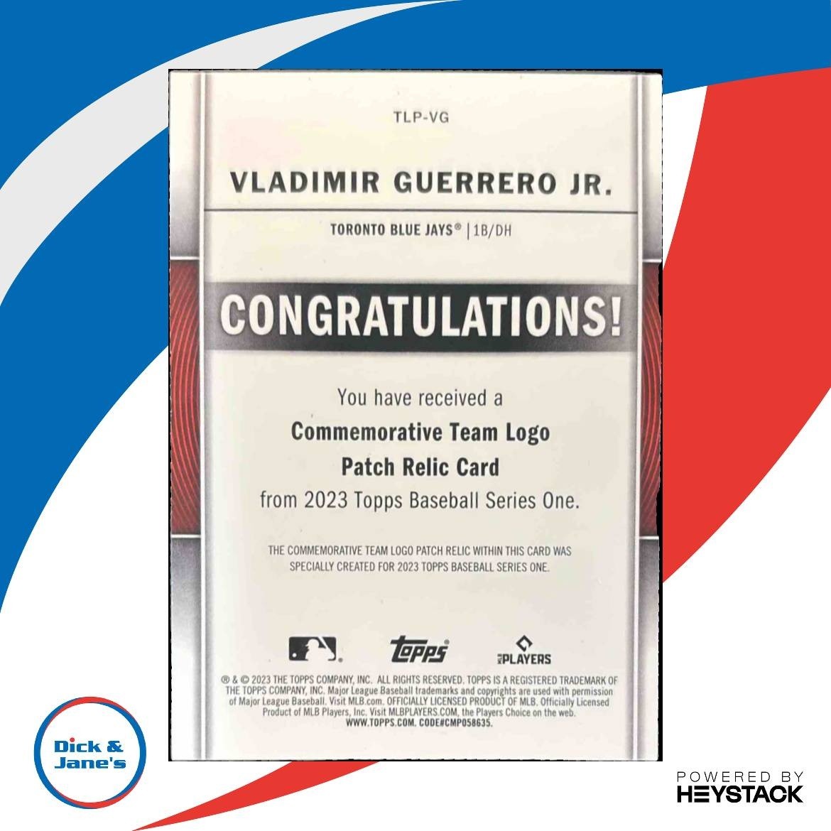 2023 Topps Vladimir Guerrero Jr. Team Logo Commemorative Patch Toronto Blue Jays - Sports Cards