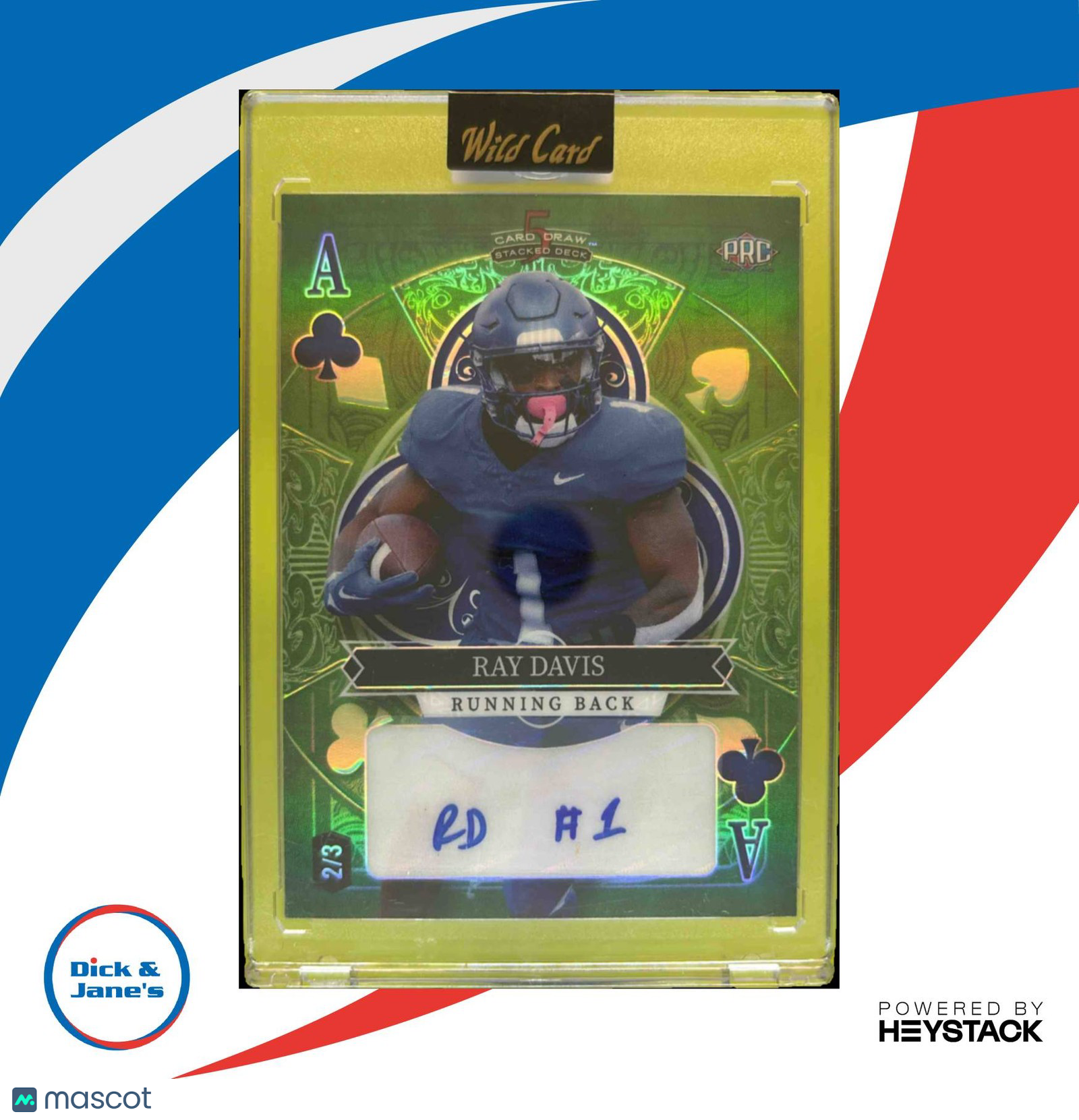 2023 Wild Card 5 Draw Stacked Deck Ray Davis Ace of Clubs Green 2/3 #SD RDA Auto Sports Cards