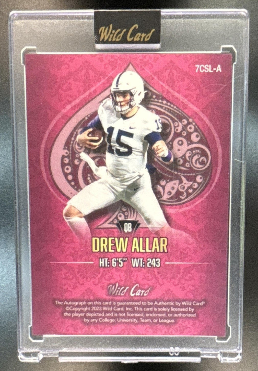 2023 Wild Card 7 Studs Drew Allar Pink Auto /4 #7CSL-A Auto New York Jets - Sports Cards