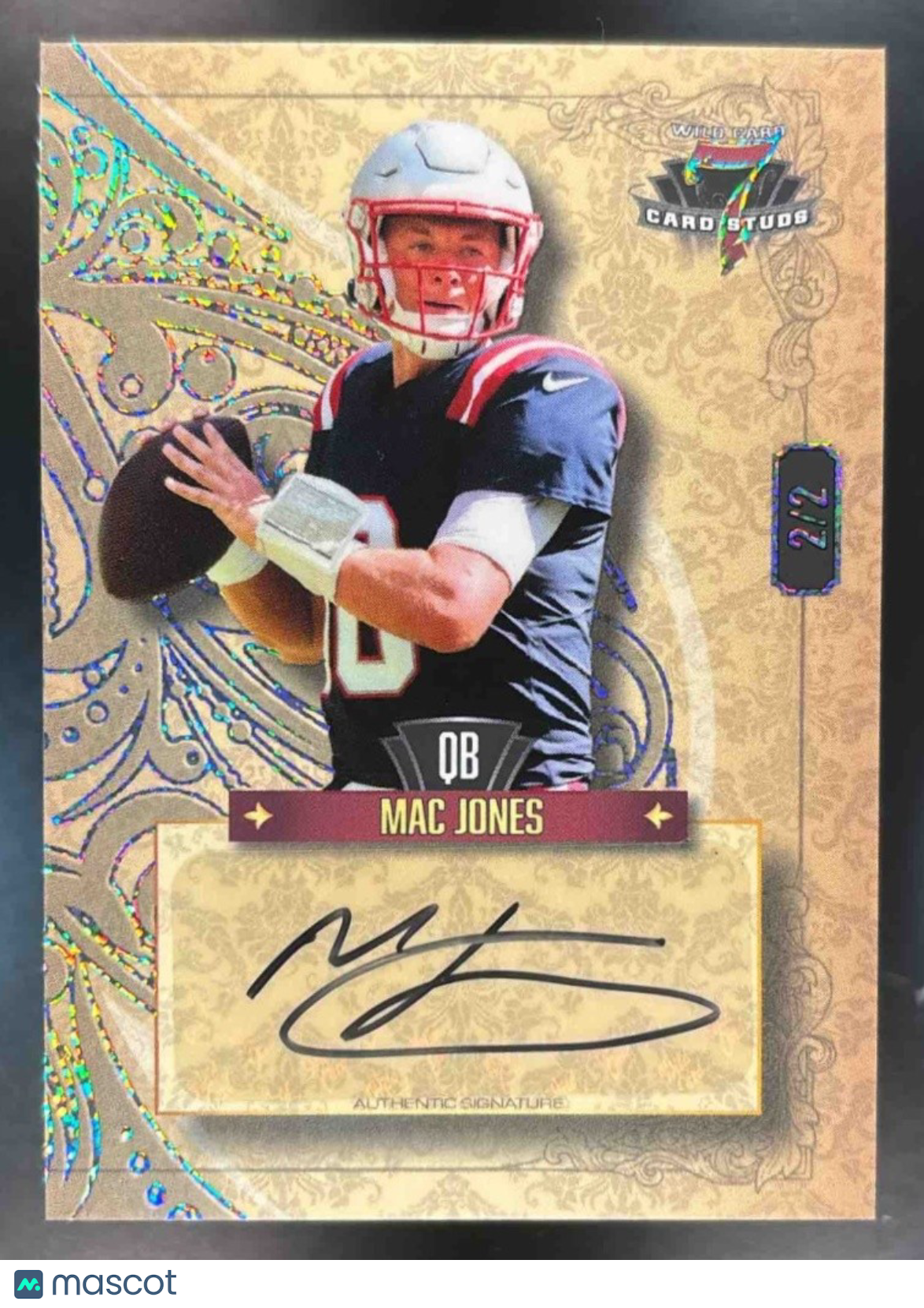 2023 Wild Card 7 Studs Mac Jones Right Spade Sparkles Slate /2 #7CSR-A Auto Jets - Sports Cards