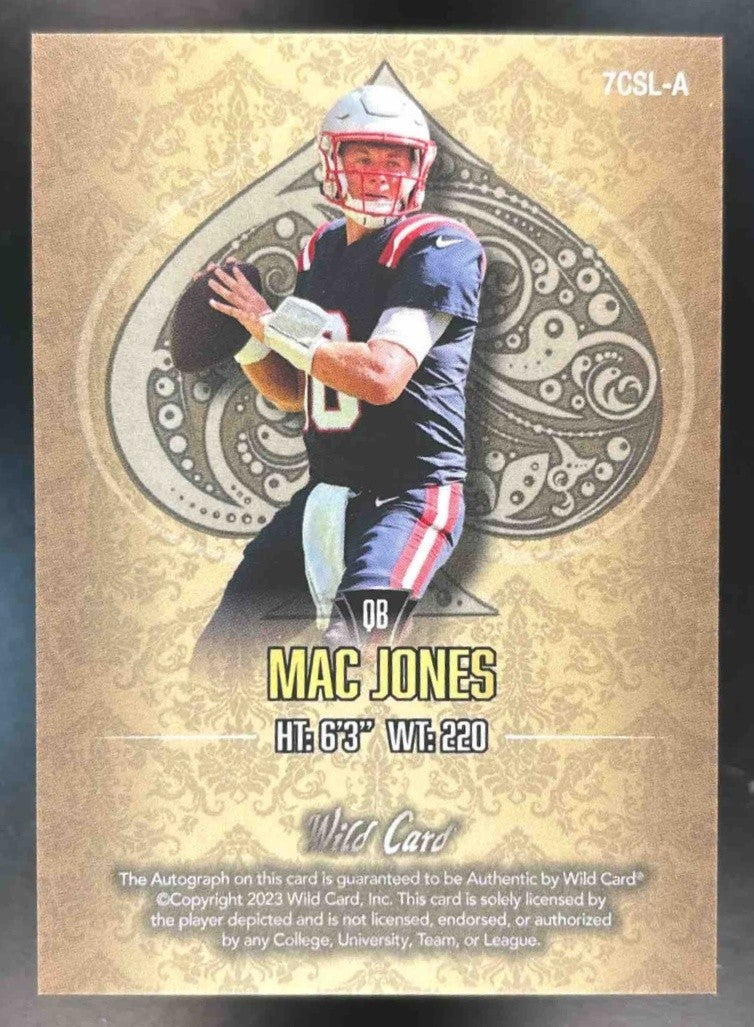 2023 Wild Card 7 Studs Mac Jones Right Spade Sparkles Slate /2 #7CSR-A Auto Jets - Sports Cards