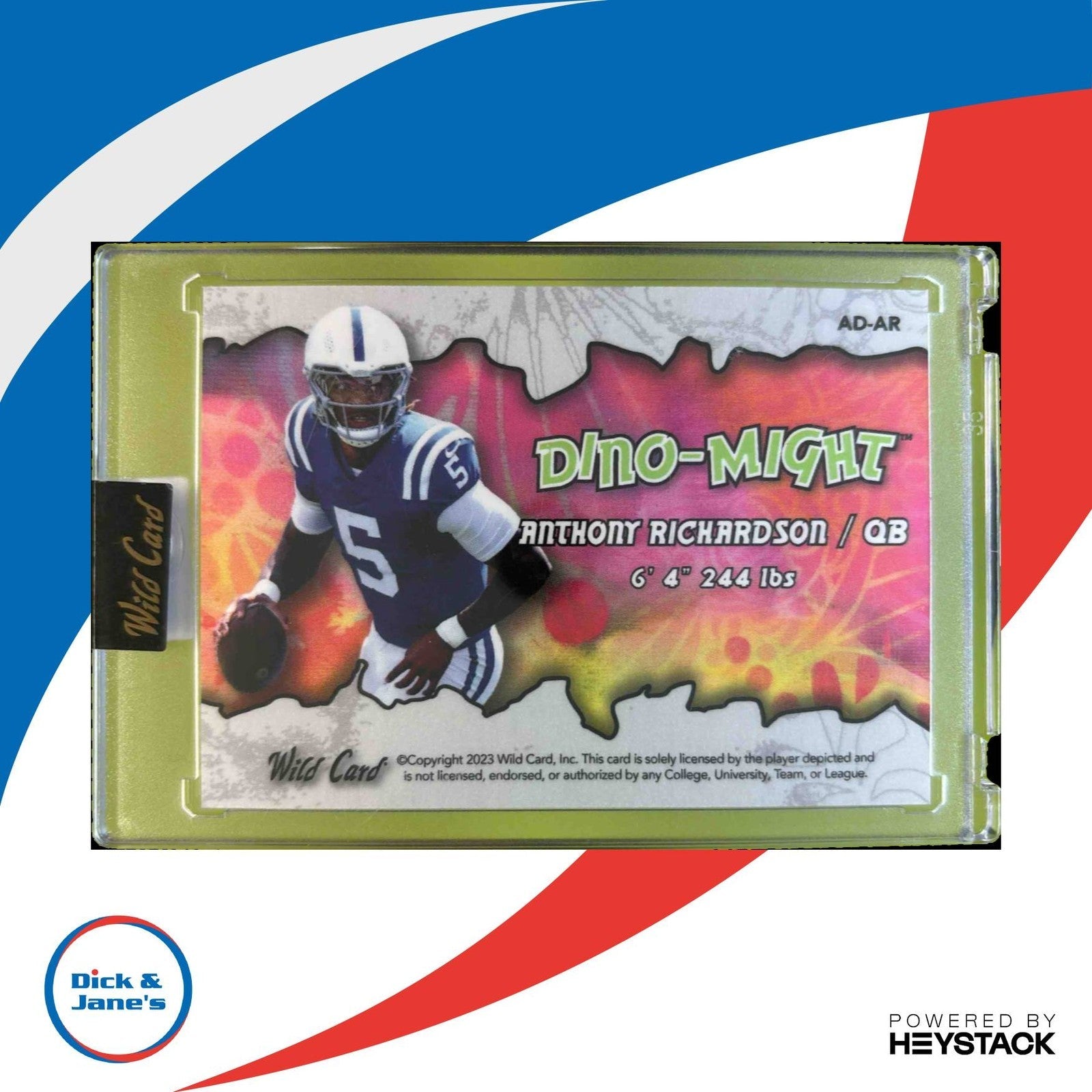 2023 Wild Card Alumination DinoMight Anthony Richardson Pink Stegasaurus 1/5 - Sports Cards