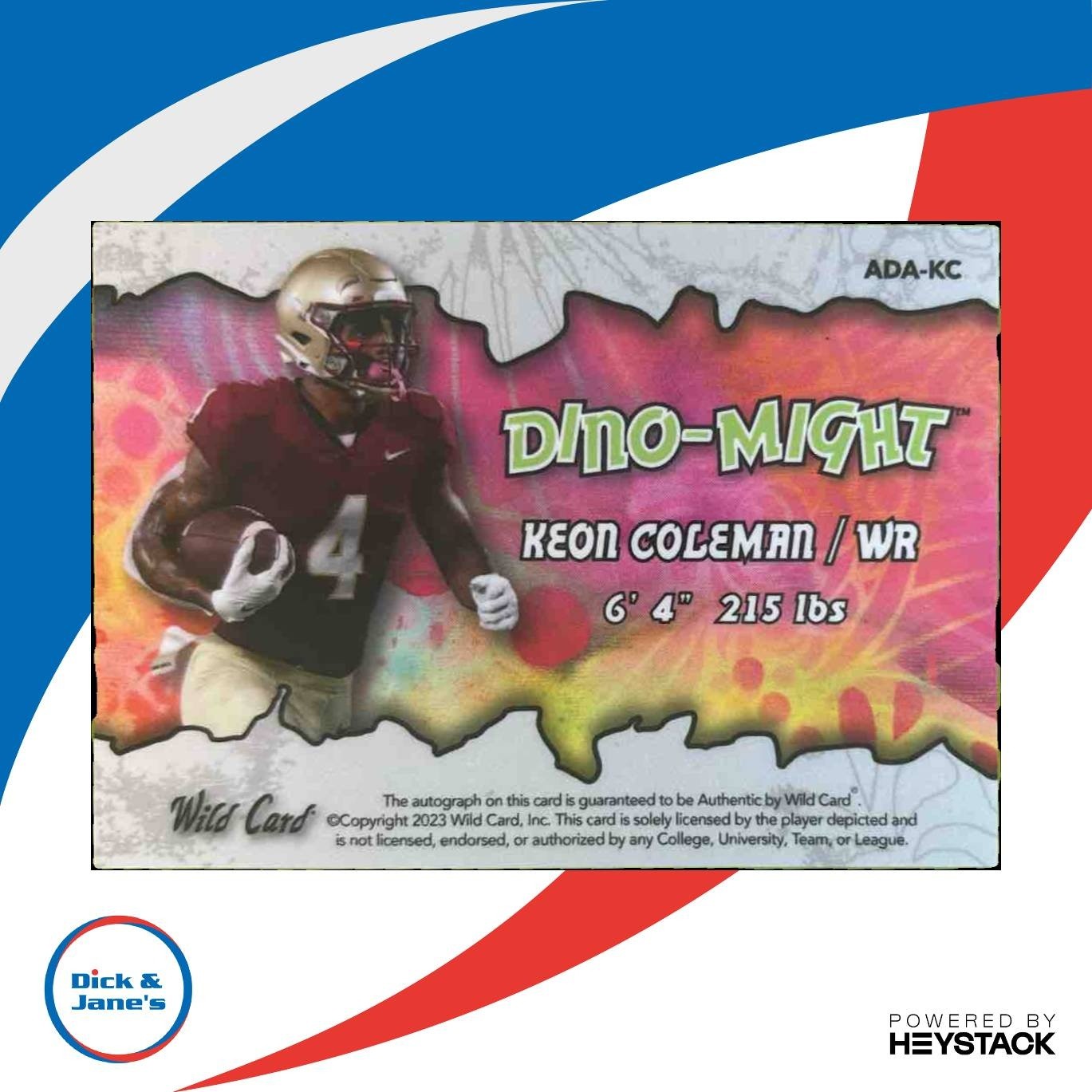 2023 Wild Card Alumination DinoMight Keon Coleman Stegasaurus AUTO 1/1 Seminoles - Sports Cards