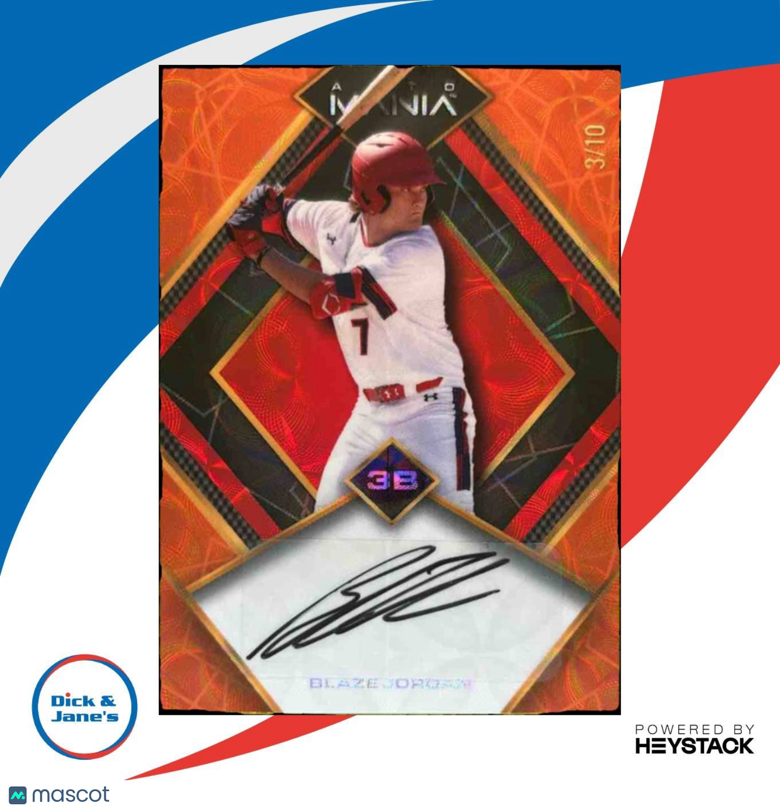 2023 Wild Card AutoMania Blaze Jordan Diamond Kaleidoscope Orange /10 Auto - Sports Cards