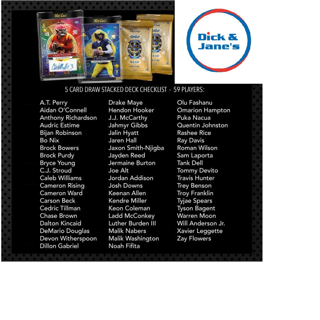 2023 Wild Card Five Card Draw Stacked Deck Football Hobby Box Promo Pack (#d to 5 or less) - Football Box
