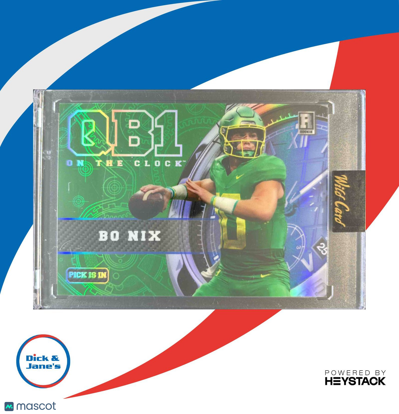 2023 Wild Card QB1 On the Clock Exclusive Bo NIx SP Platinum Mojo Green Ducks - Sports Cards
