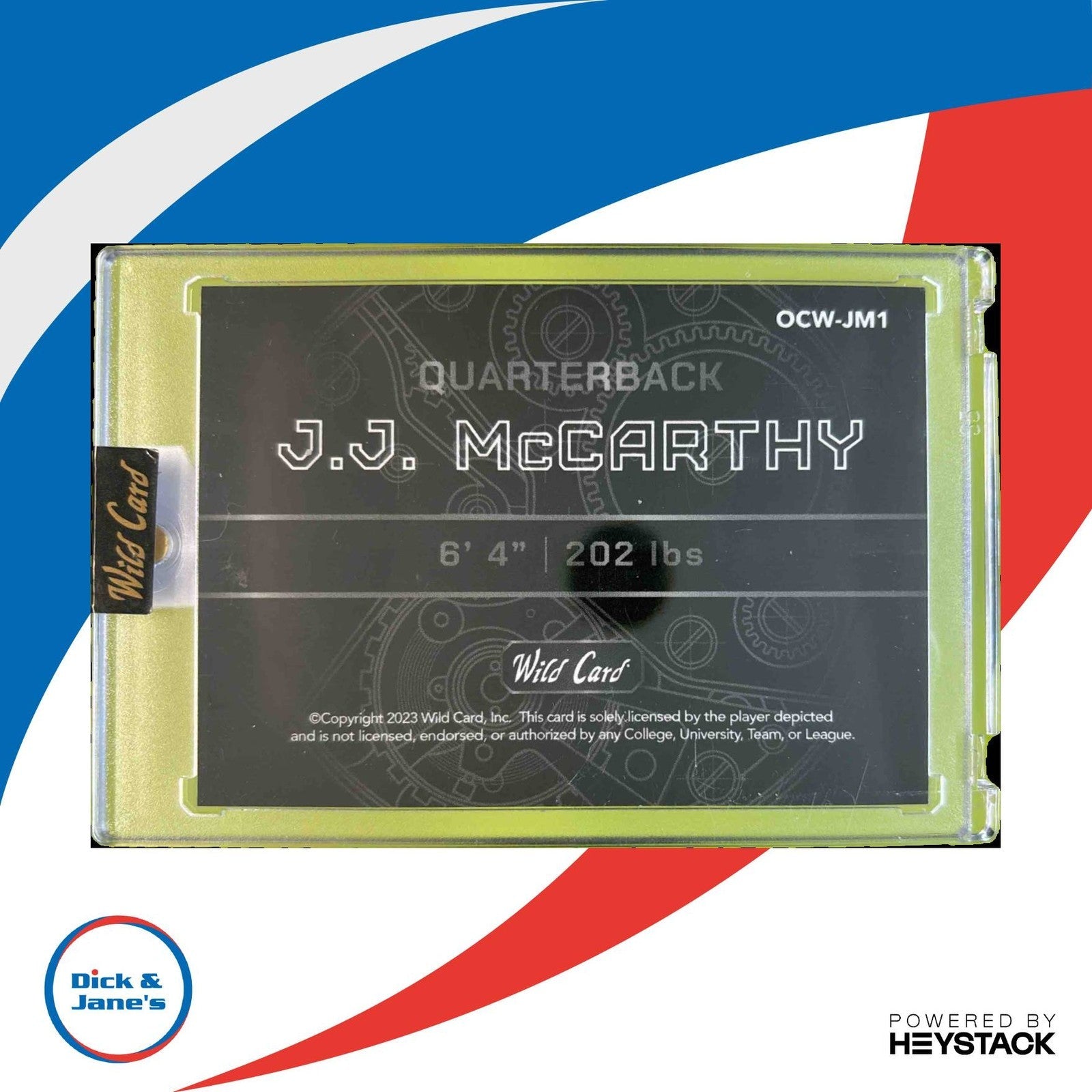 2023 Wild Card QB1 On the Clock JJ McCarthy Rainbow Blue 8/10 #OCW JM1 Michigan Sports Cards