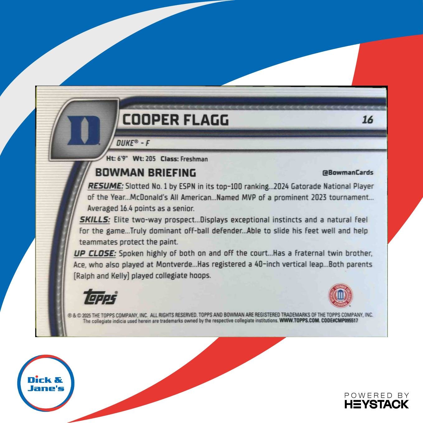 2024-25 Bowman University Chrome Cooper Flagg Black Wave Refractor #16 Devils - Sports Cards