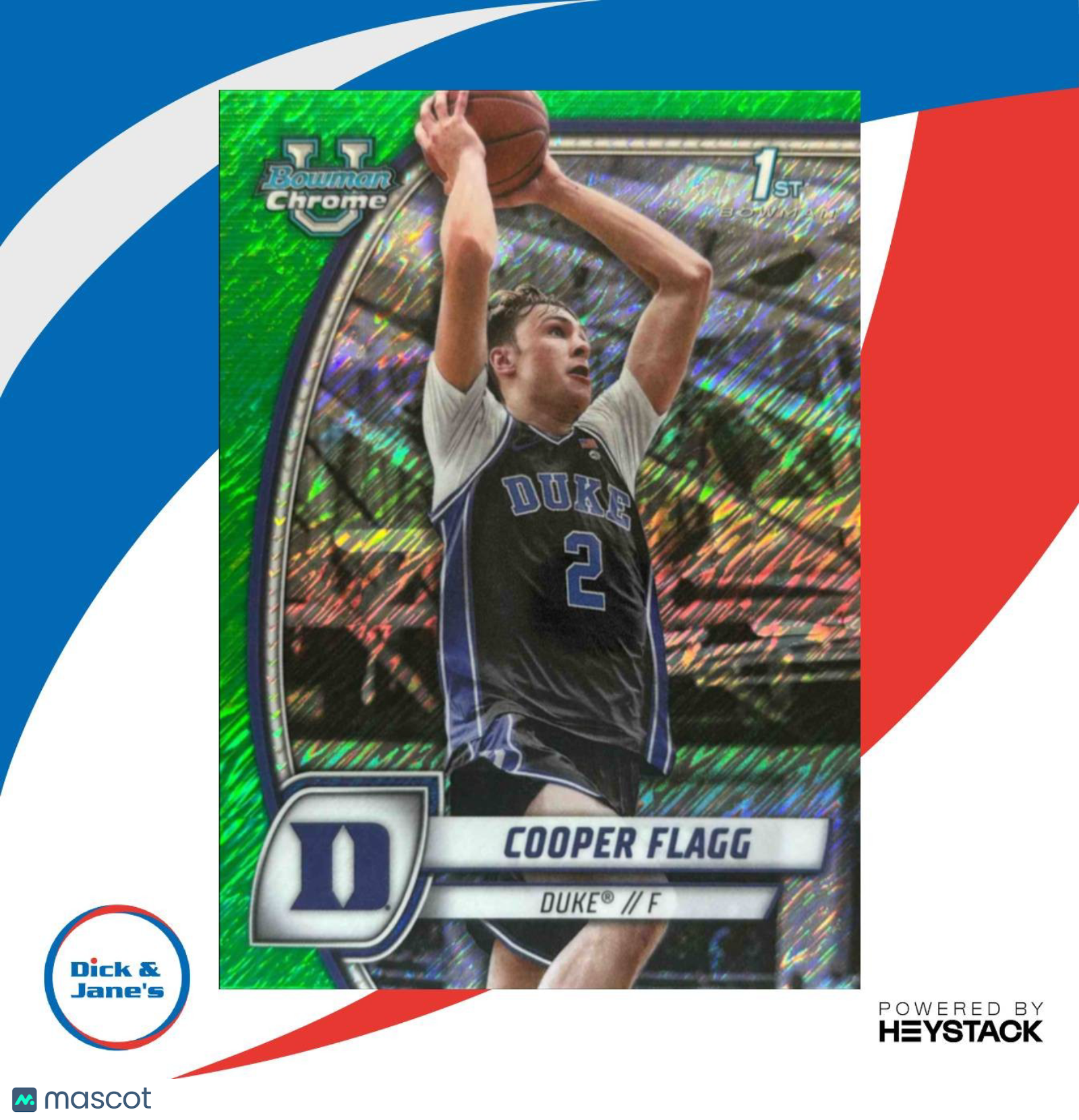 2024-25 Bowman University Chrome Cooper Flagg Green Shimmer Refractor #16 Devils - Sports Cards