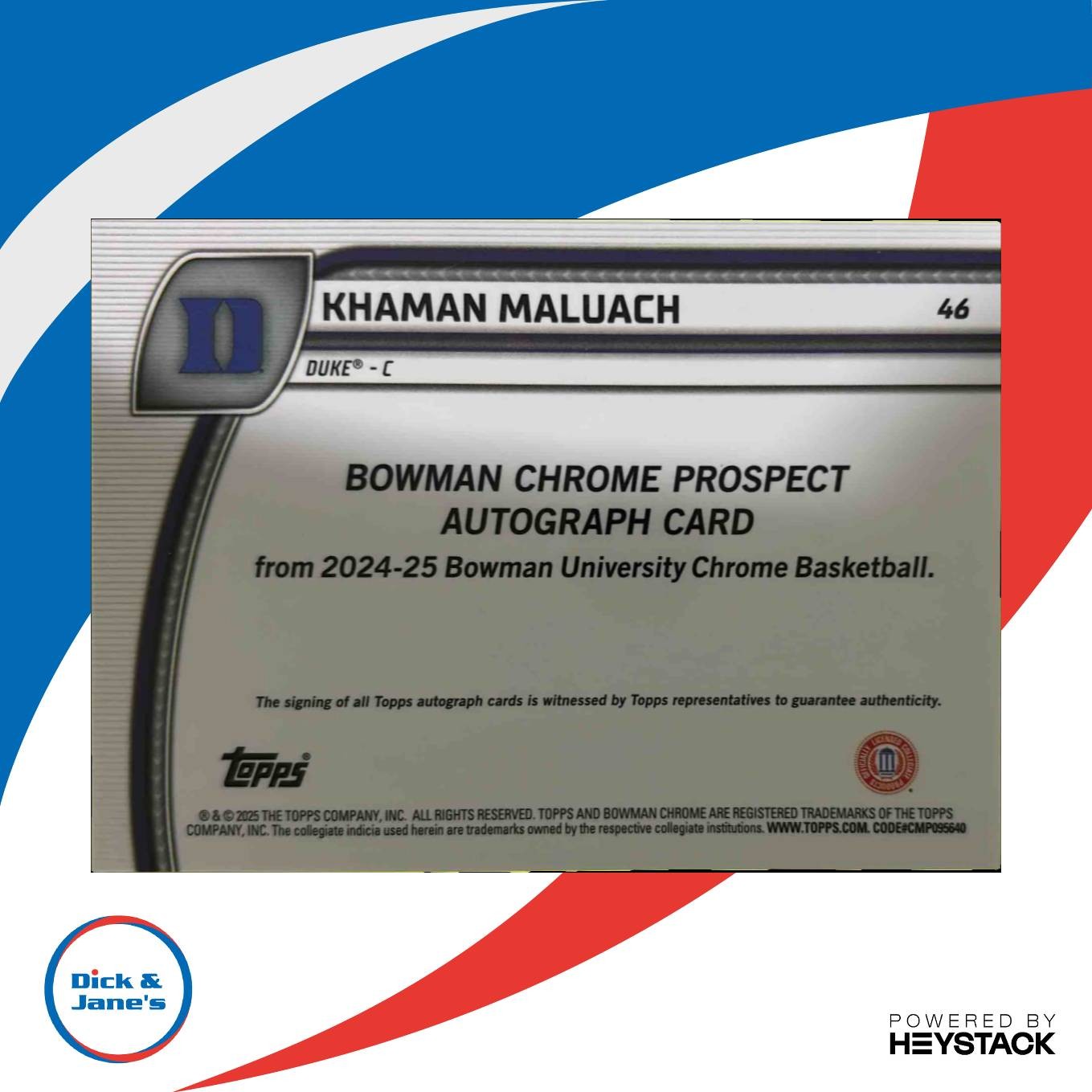 2024-25 Bowman University Chrome Khaman Maluach Auto Green Shimmer Refractor #46 - Sports Cards