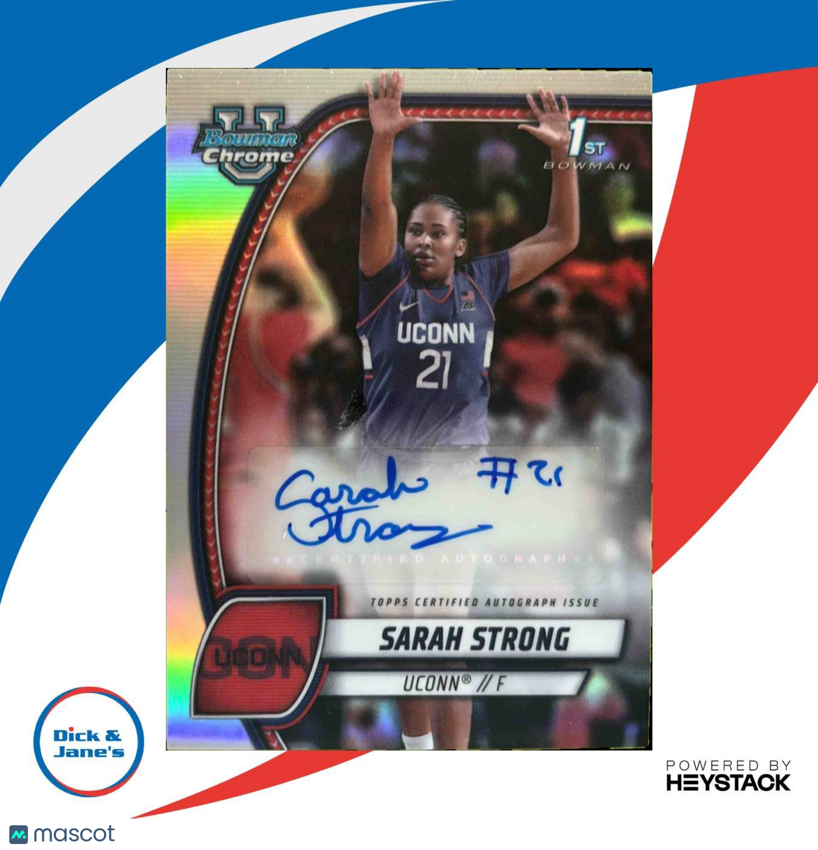 2024-25 Bowman University Chrome Sarah Strong Prospect Auto Refractor #62 DJ1 - Sports Cards