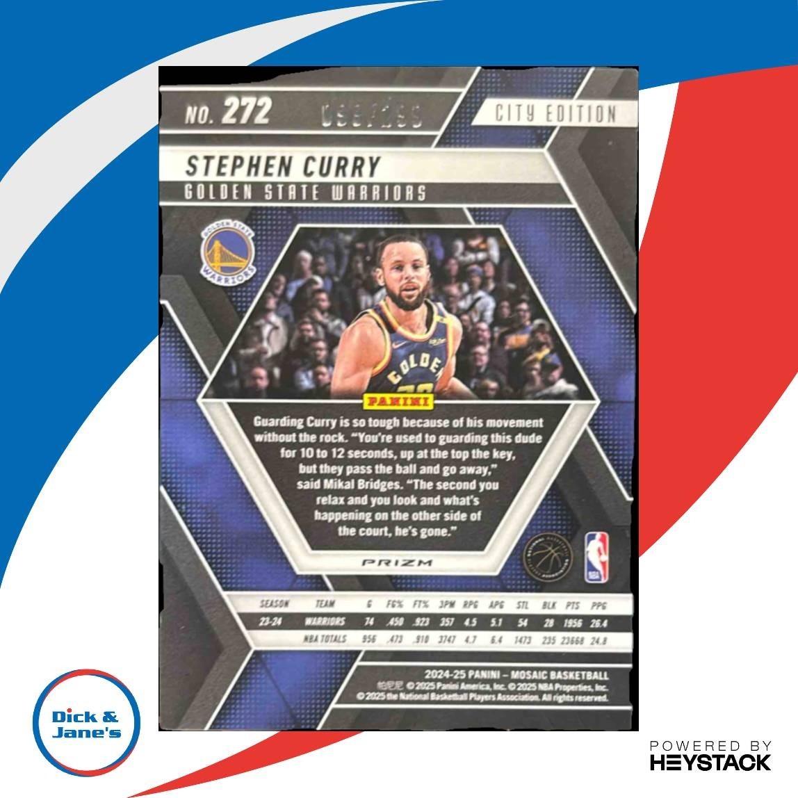 2024-25 Mosaic Stephen Curry Red Seismic /299 #272 City Edition Warriors - Sports Cards