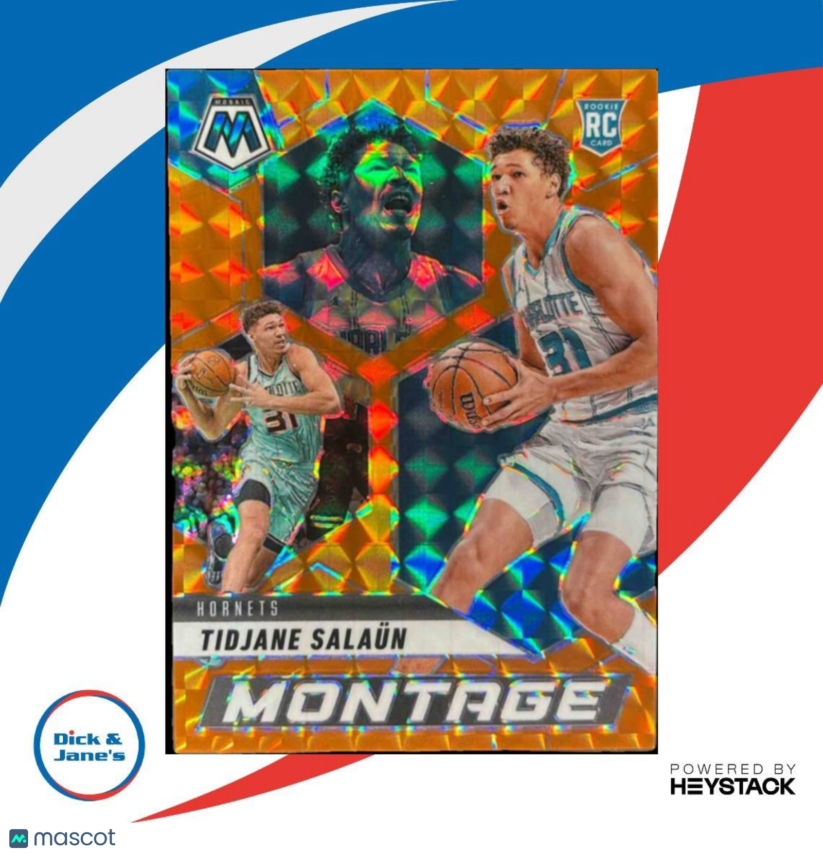 2024-25 Mosaic Tidjane Salaun Montage Orange Mosaic /49 #4 RC Charlotte Hornets - Sports Cards