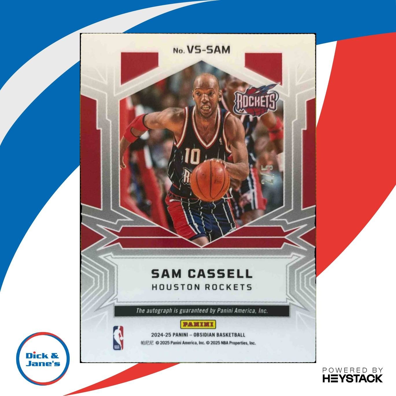 2024-25 Obsidian Sam Cassell Volcanic Signatures Deep Sea Mojo 2/5 Auto Rockets - Sports Cards