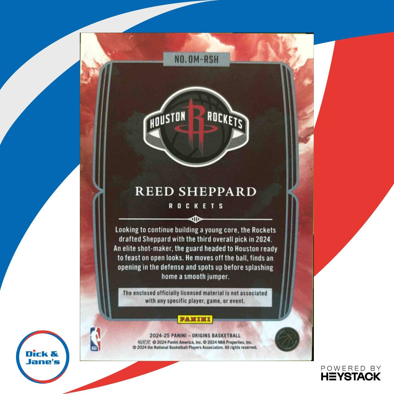2024-25 Origins Reed Sheppard Origination Memorabilia Patch Houston Rookie Card - Sports Cards