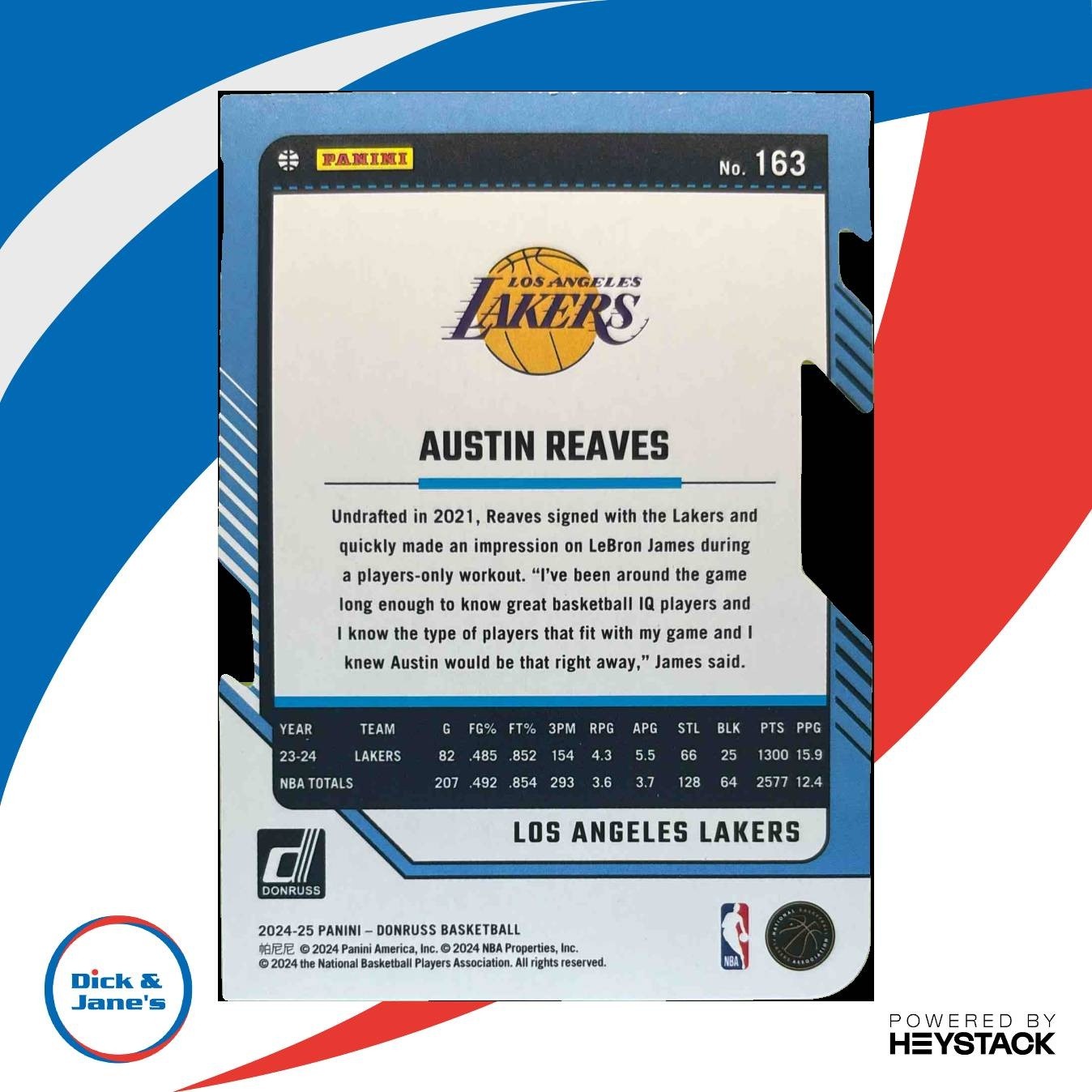 2024-25 Panini Donruss Austin Reaves Silver Press Proof Die-Cut 2/75 #163 Lakers - Sports Cards