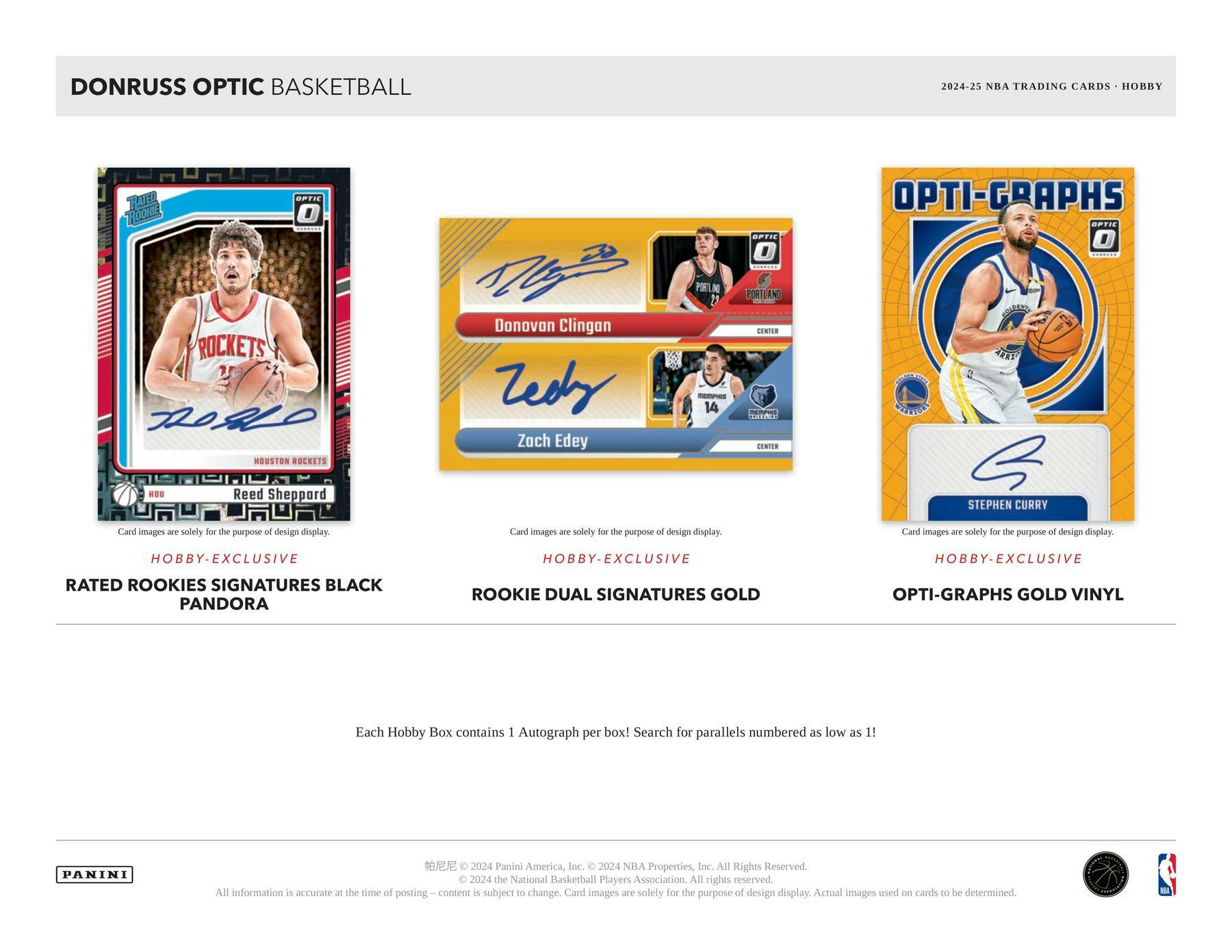 2024/25 Panini Donruss Optic Basketball Hobby Box (1 Auto) NBA Hobby Box