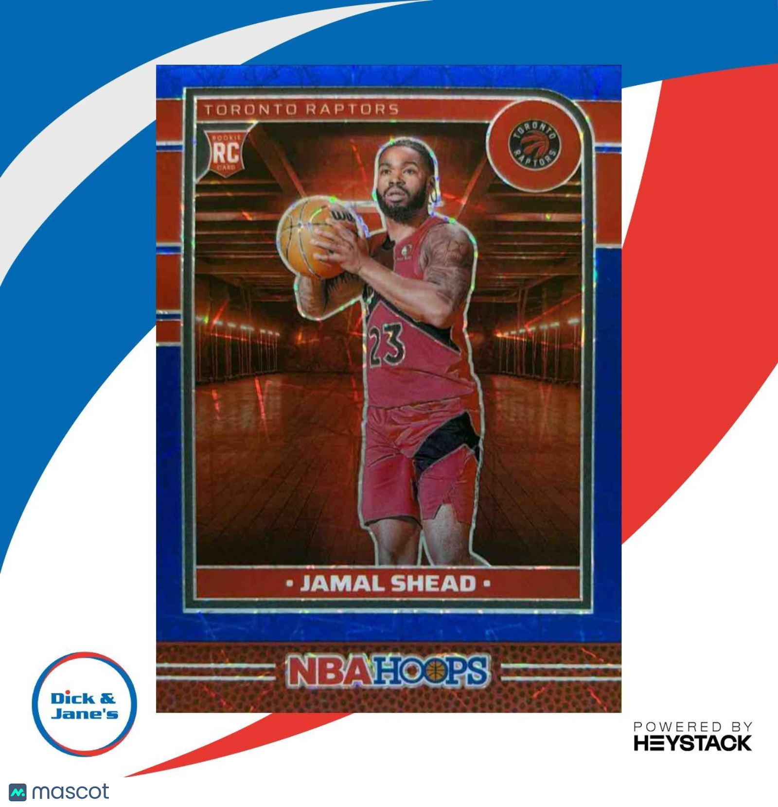 2024-25 Panini Hoops Jamal Shead Lazer Blue Prizm Premium 33/49 #275 RC Raptors - Sports Cards