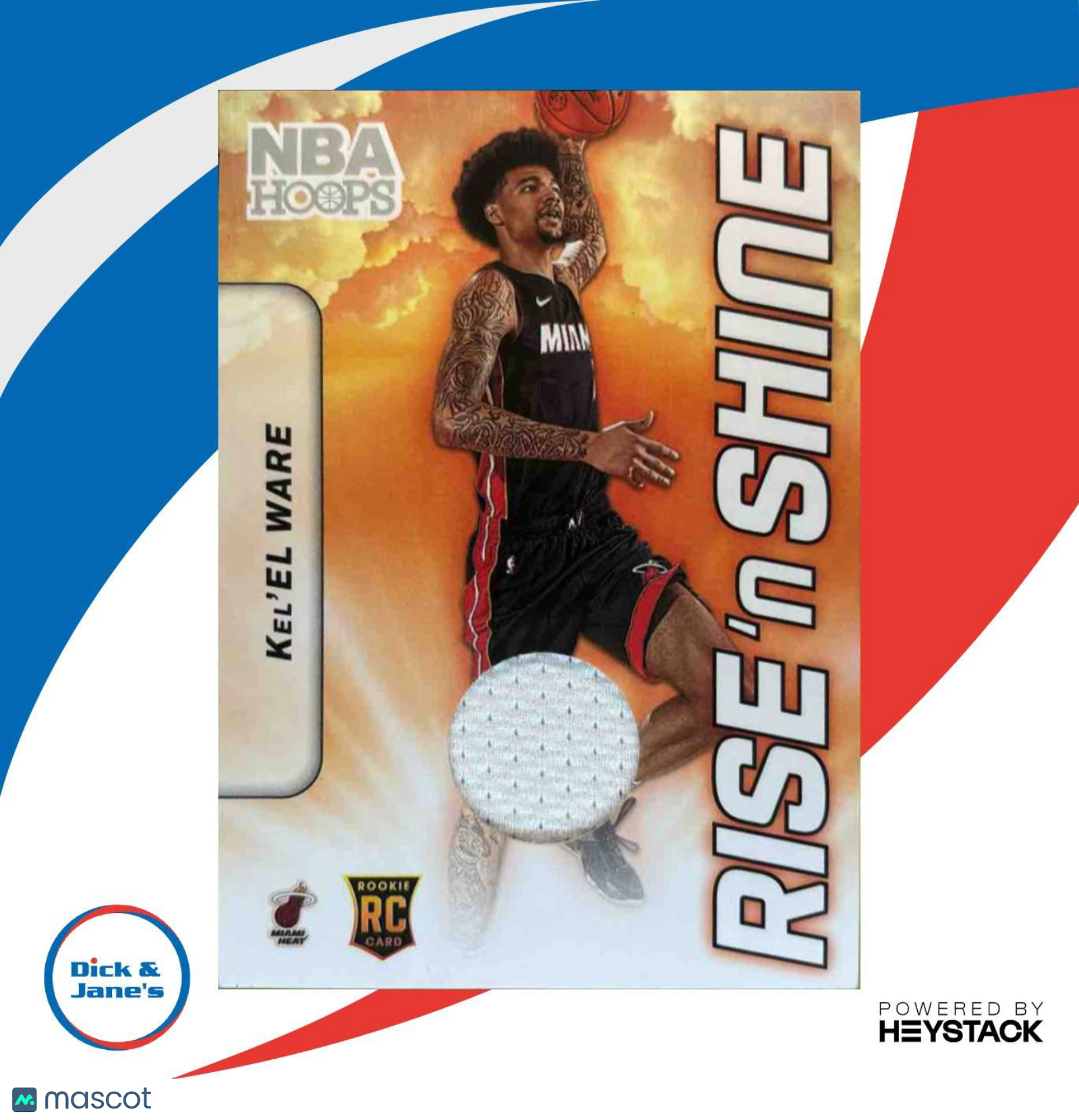 2024-25 Panini Hoops Kel’el Ware Rise N Shine Memorabilia MEM RC Miami Heat - Sports Cards