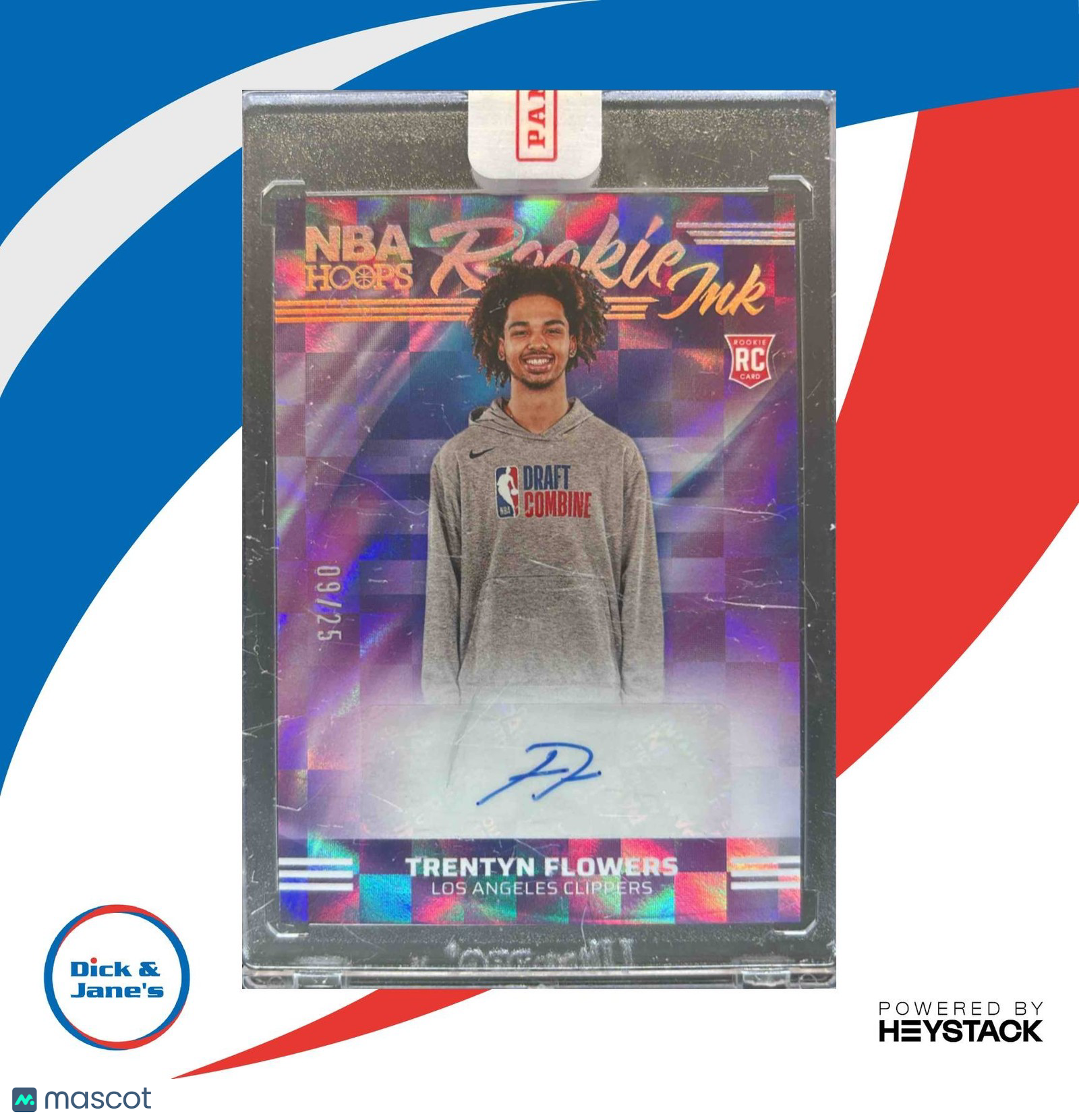 2024-25 Panini Hoops Trentyn Flowers Rookie Ink Red 9/25 #RI-FLS Auto Clippers - Sports Cards