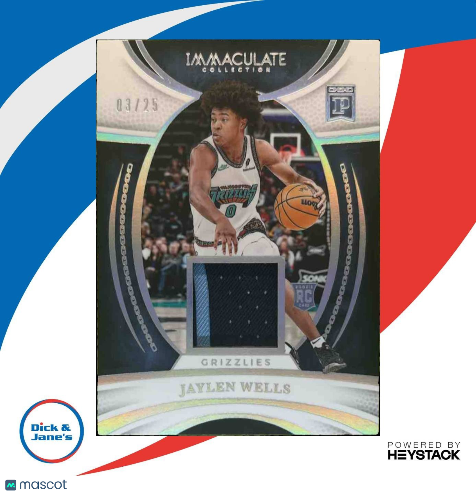 2024-25 Panini Immaculate Jaylen Wells Blockchain Patch /25 RC Memphis Grizzlies - Sports Cards