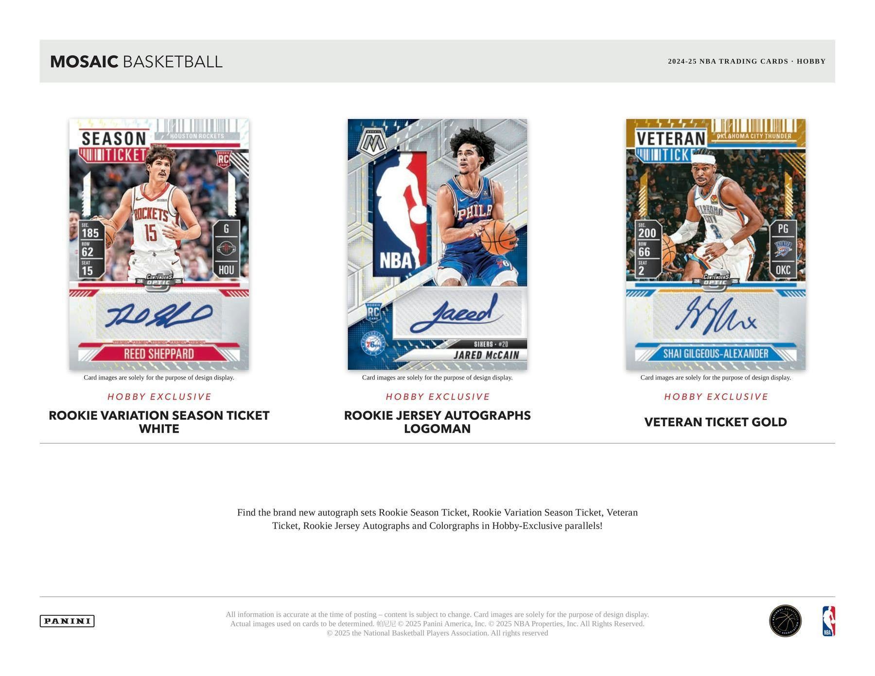 2024/25 Panini Mosaic Basketball Hobby Box (2 Autos) - NBA Hobby Box