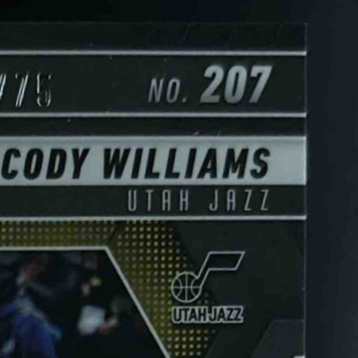 2024-25 Panini Mosaic Cody Williams Blue Fluorescent Mosaic /75 #207 RC Jazz - Sports Cards
