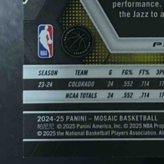 2024-25 Panini Mosaic Cody Williams Blue Fluorescent Mosaic /75 #207 RC Jazz - Sports Cards