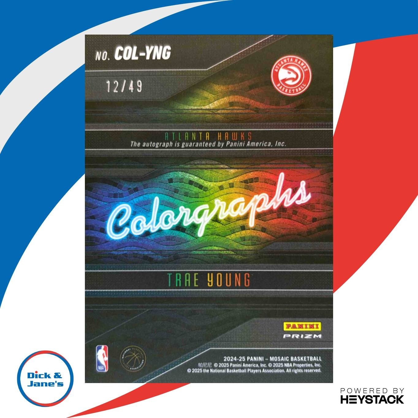 2024-25 Panini Mosaic Trae Young Colorgraphs Bronze 12/49 Auto Atlanta Hawks - Sports Cards