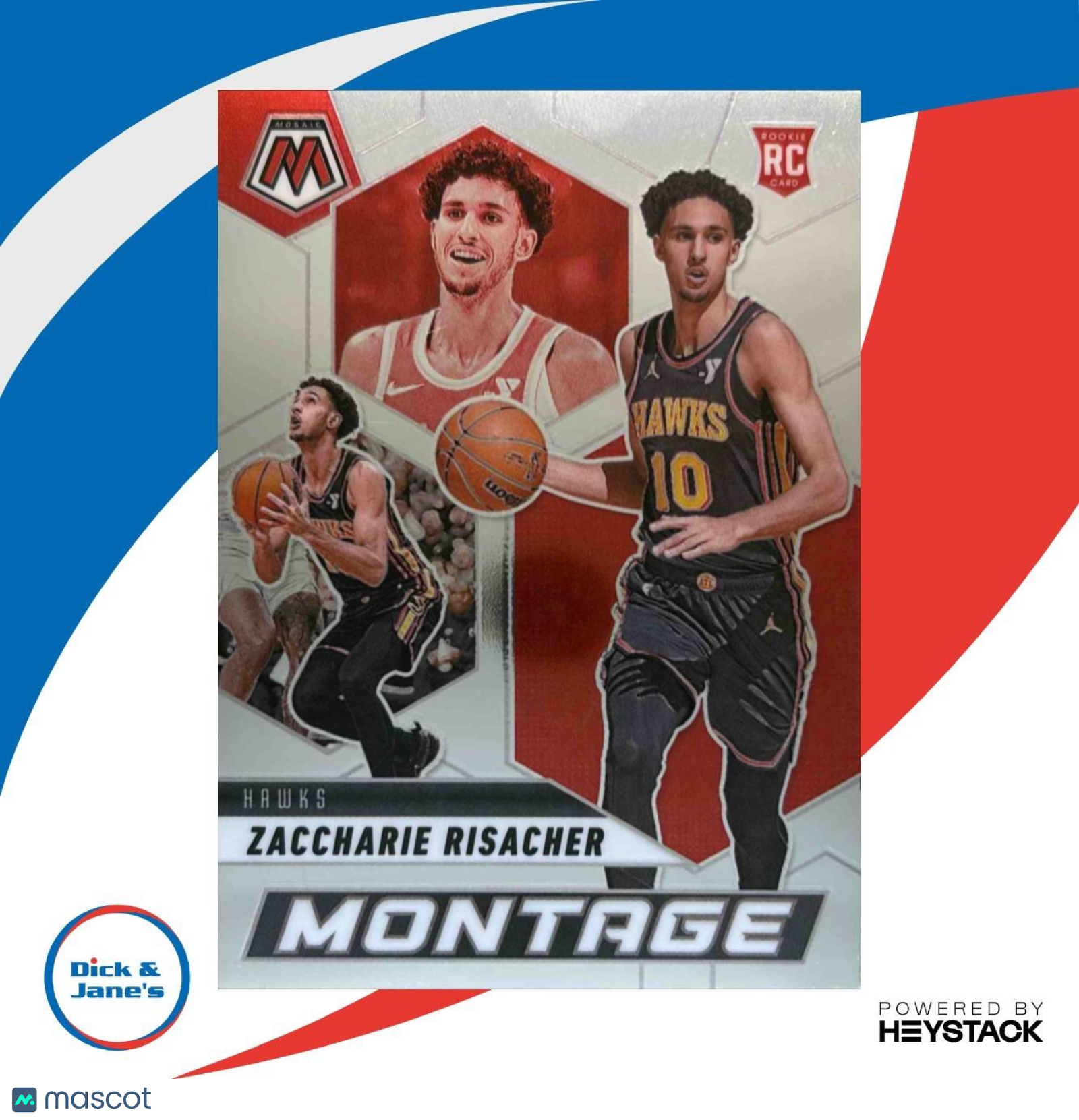 2024-25 Panini Mosaic Zaccharie Risacher Montage #8 RC Atlanta Hawks - Sports Cards