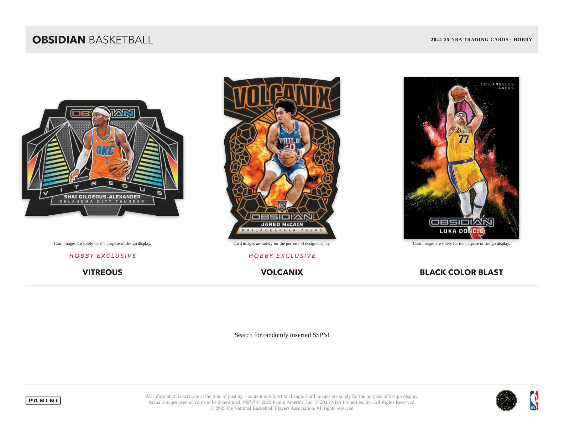 2024/25 Panini Obsidian Basketball Hobby Box (2 Auto and 1 Mem) - NBA Hobby Box