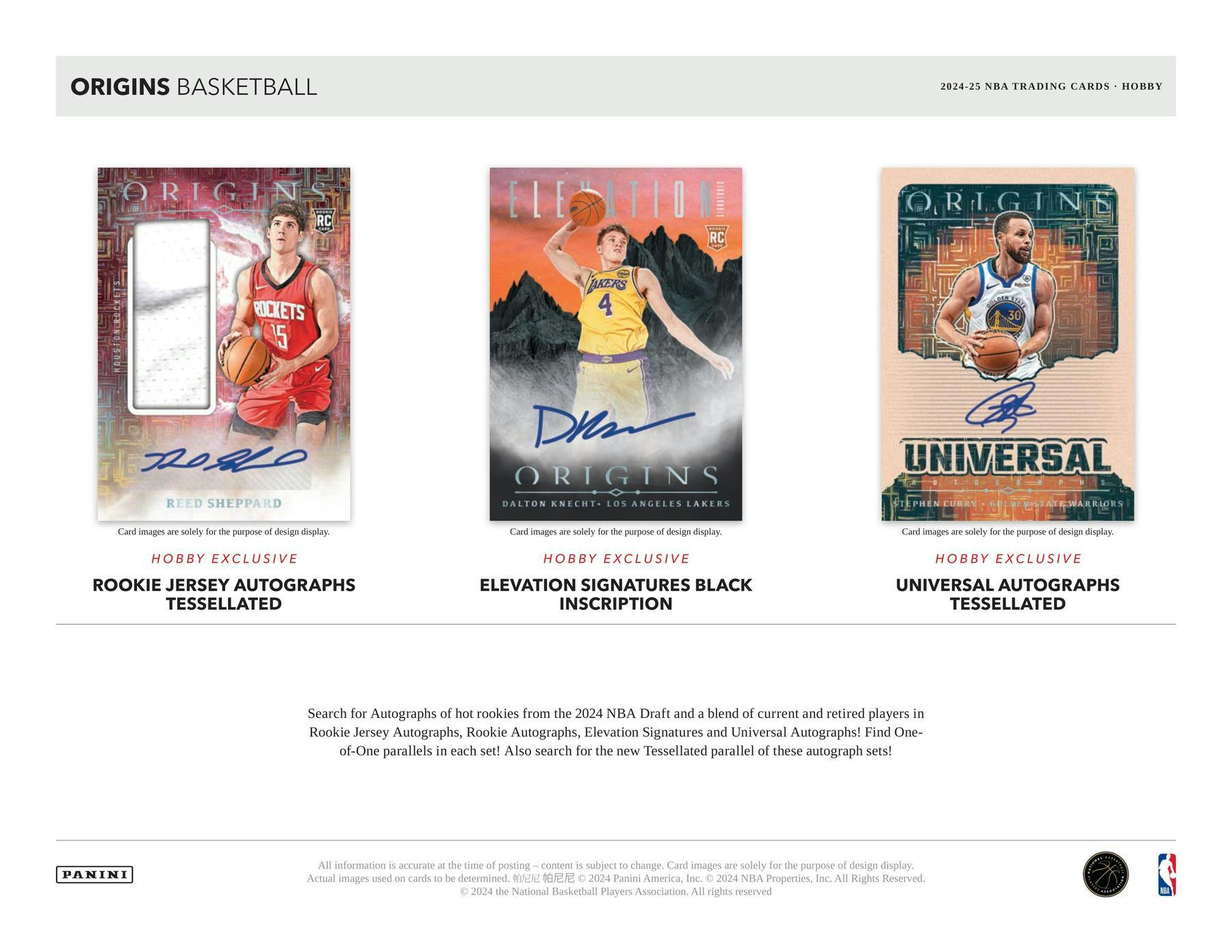 2024/25 Panini Origins Basketball Hobby (2 Autos or Mem) - NBA Hobby Box