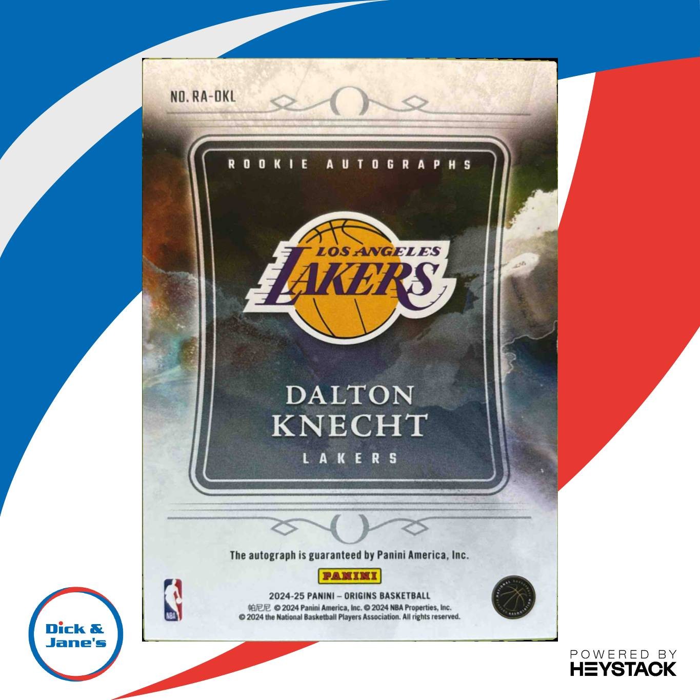 2024 25 Panini Origins Dalton Knecht Rookie Auto Blue 3/49Los Angeles Lakers Sports Cards