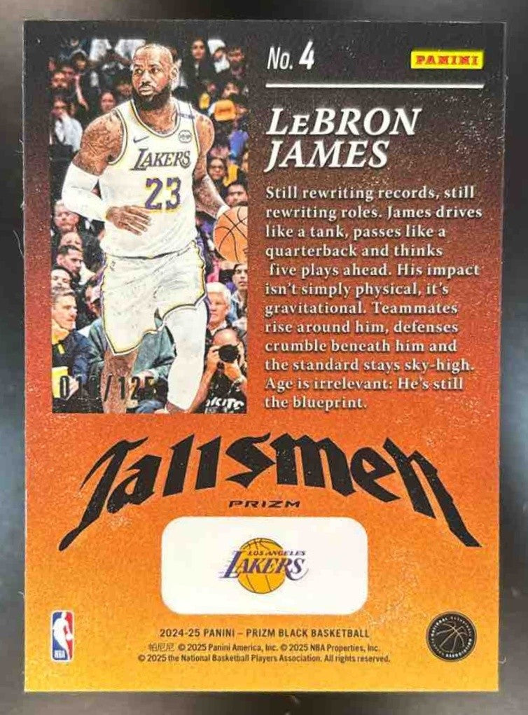 2024-25 Panini Prizm Black LeBron James Talismen Blue Ice /125 #4 Lakers - Sports Cards